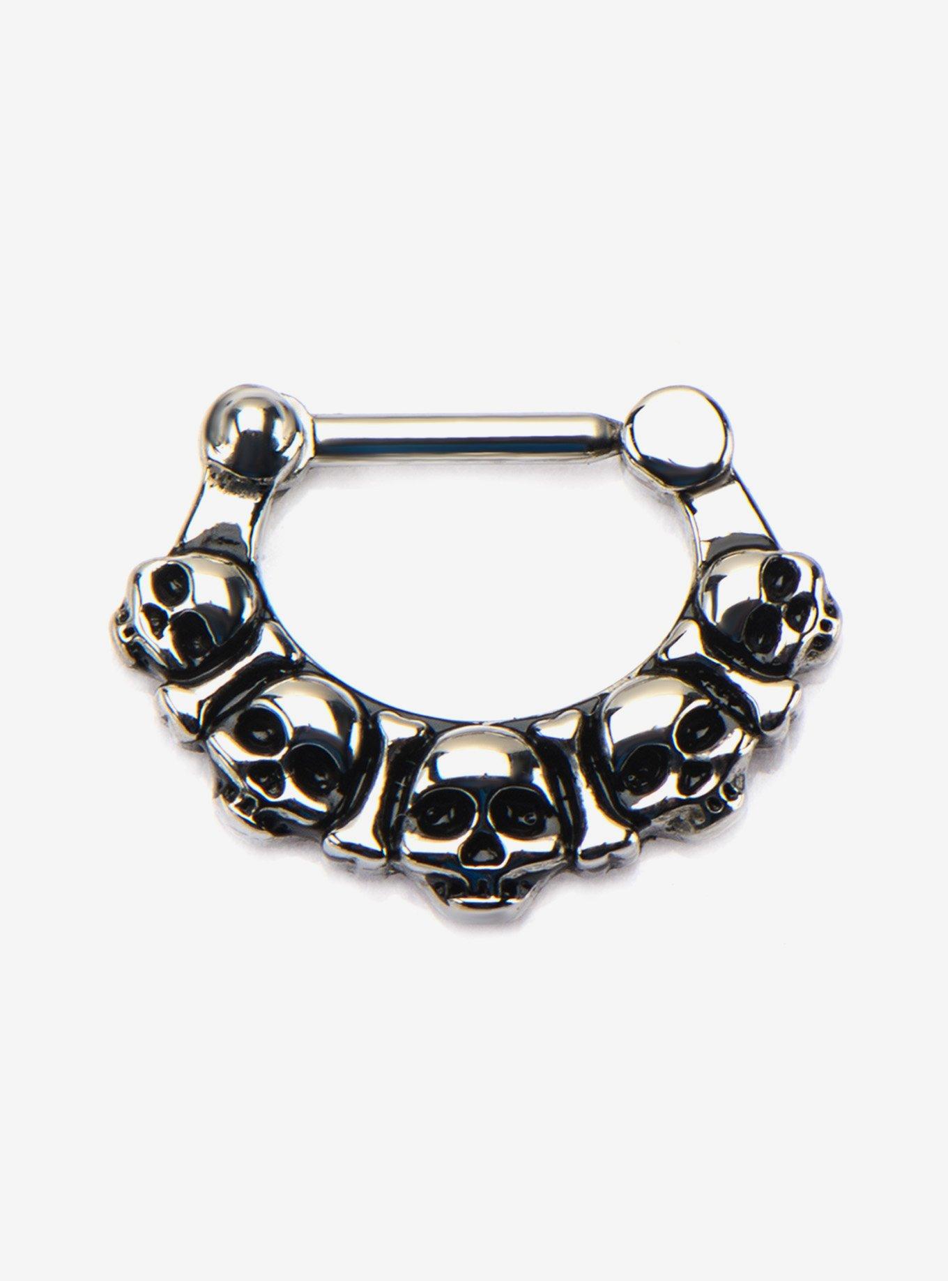 Steel Silver Skulls Hinged Clicker, , hi-res
