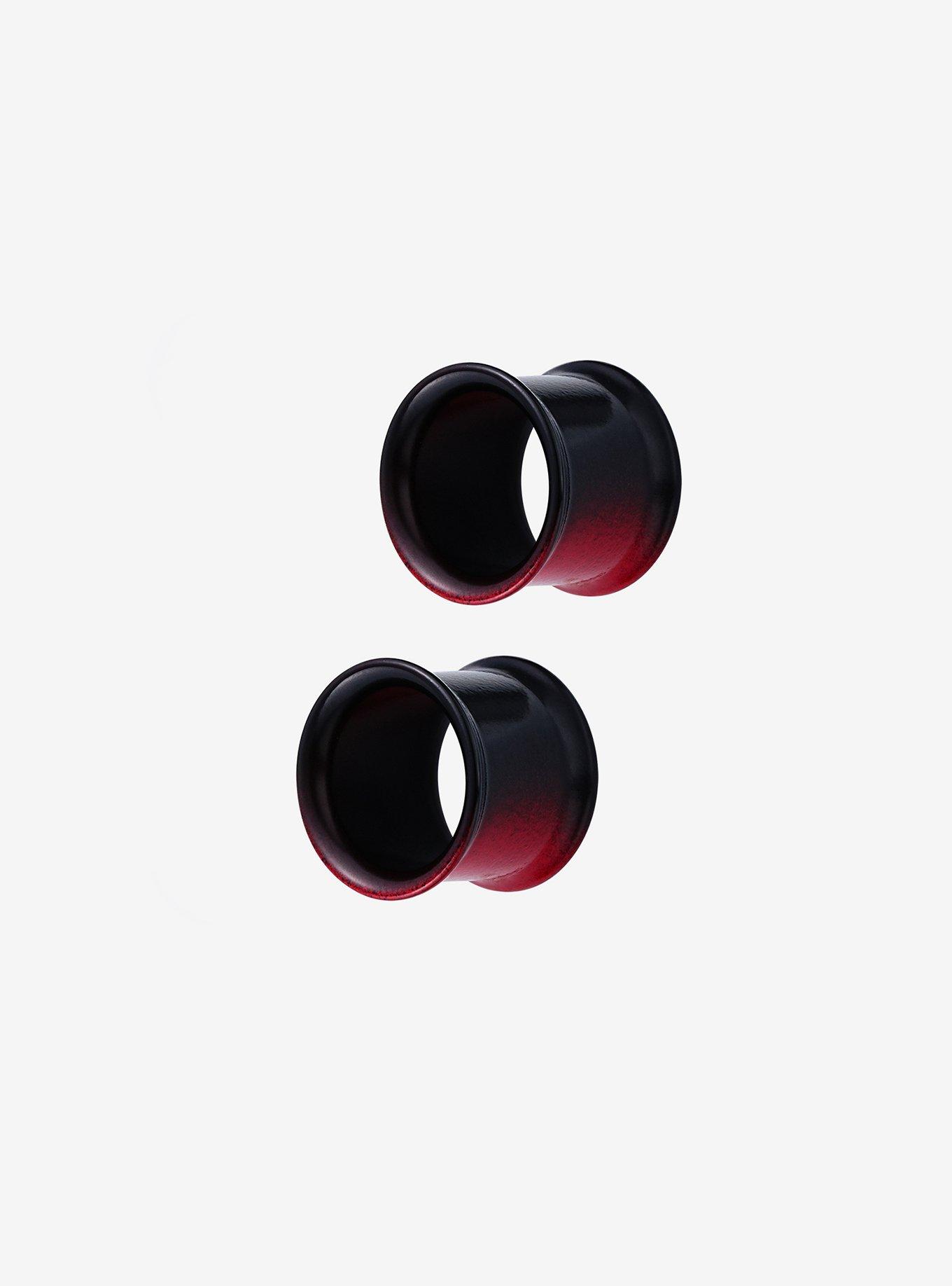 Steel Black & Red Tunnel Plug 2 Pack, , hi-res
