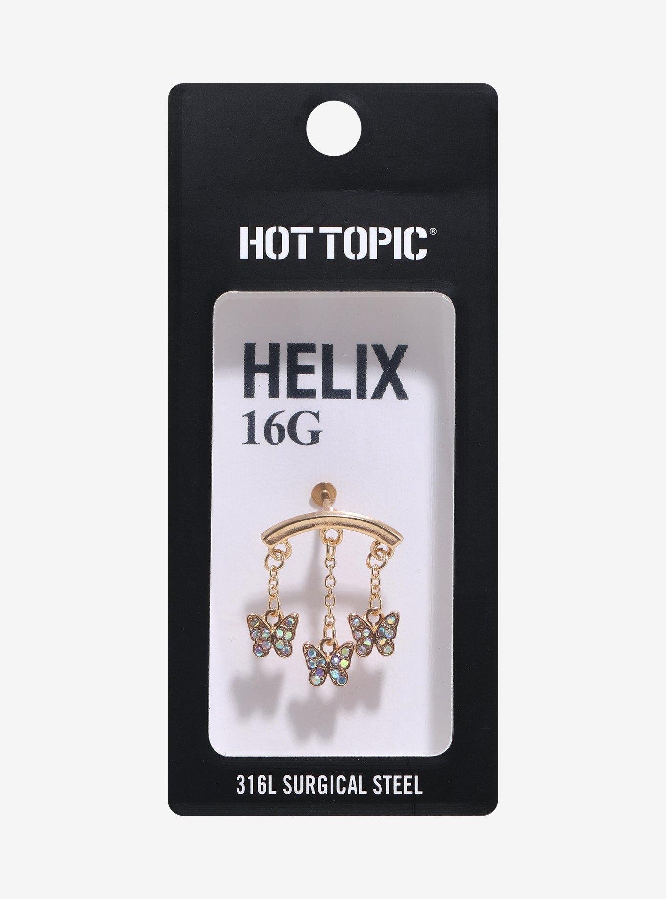 Steel Dangling Butterfly Helix Stud, , hi-res