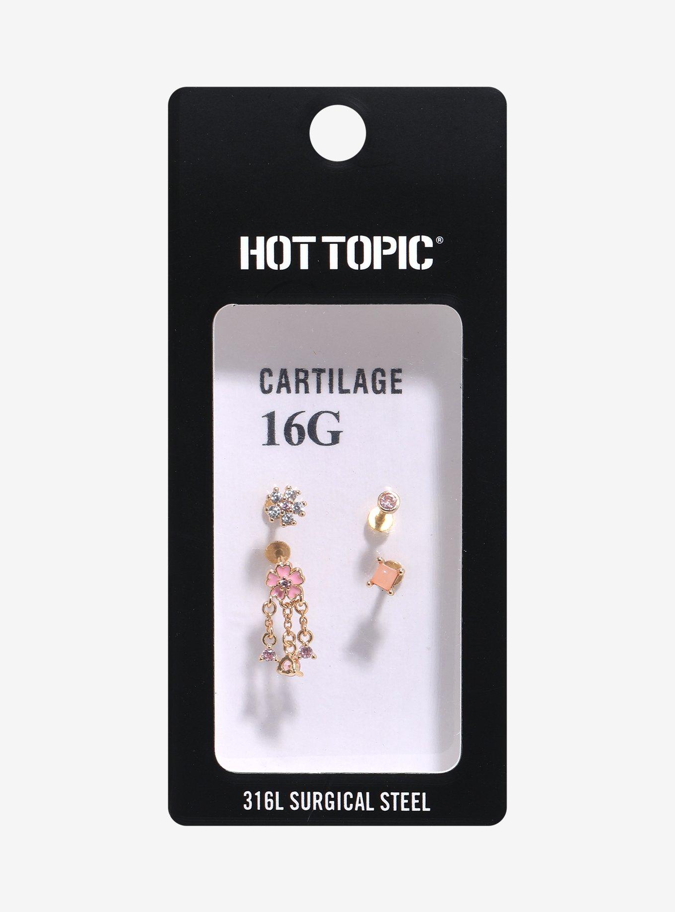 Steel Pink Sakura Flower Cartilage Stud 4 Pack, , hi-res