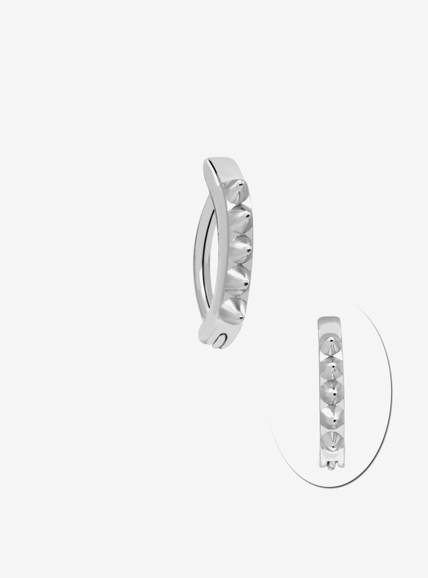 Steel Silver Spiked Hinged Clicker, , hi-res