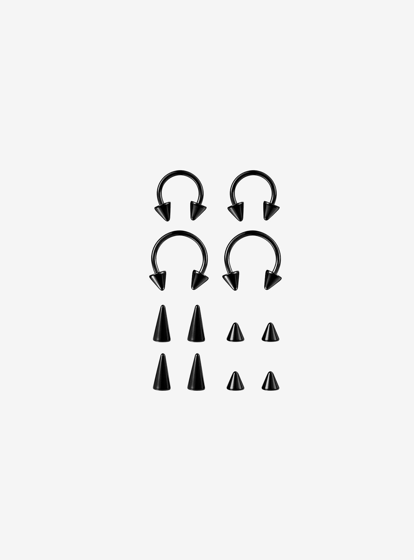 Steel Black Spiked Circular Barbell 4 Pack