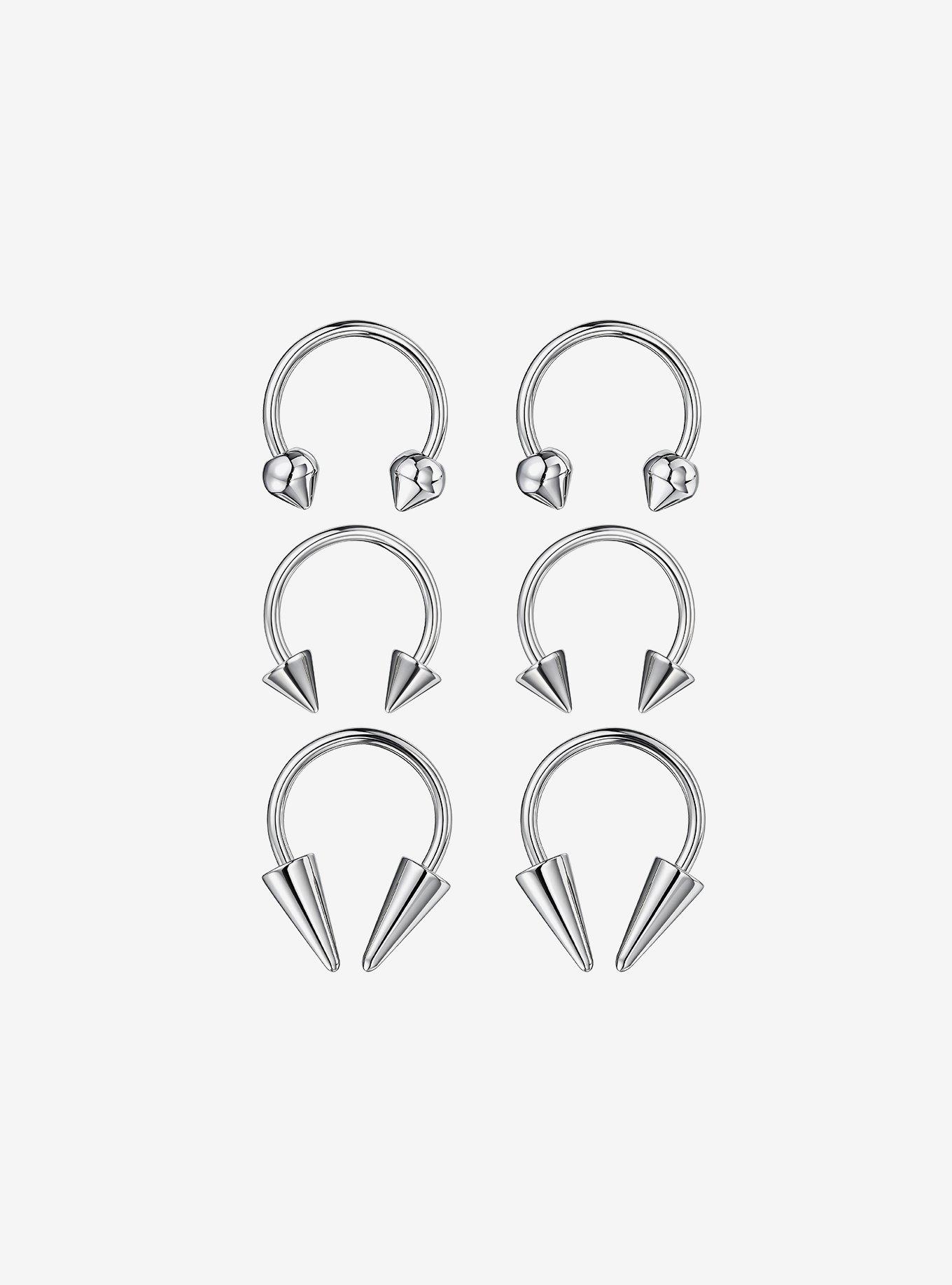 Steel Silver Spiked Ends Circular Barbell 6 Pack