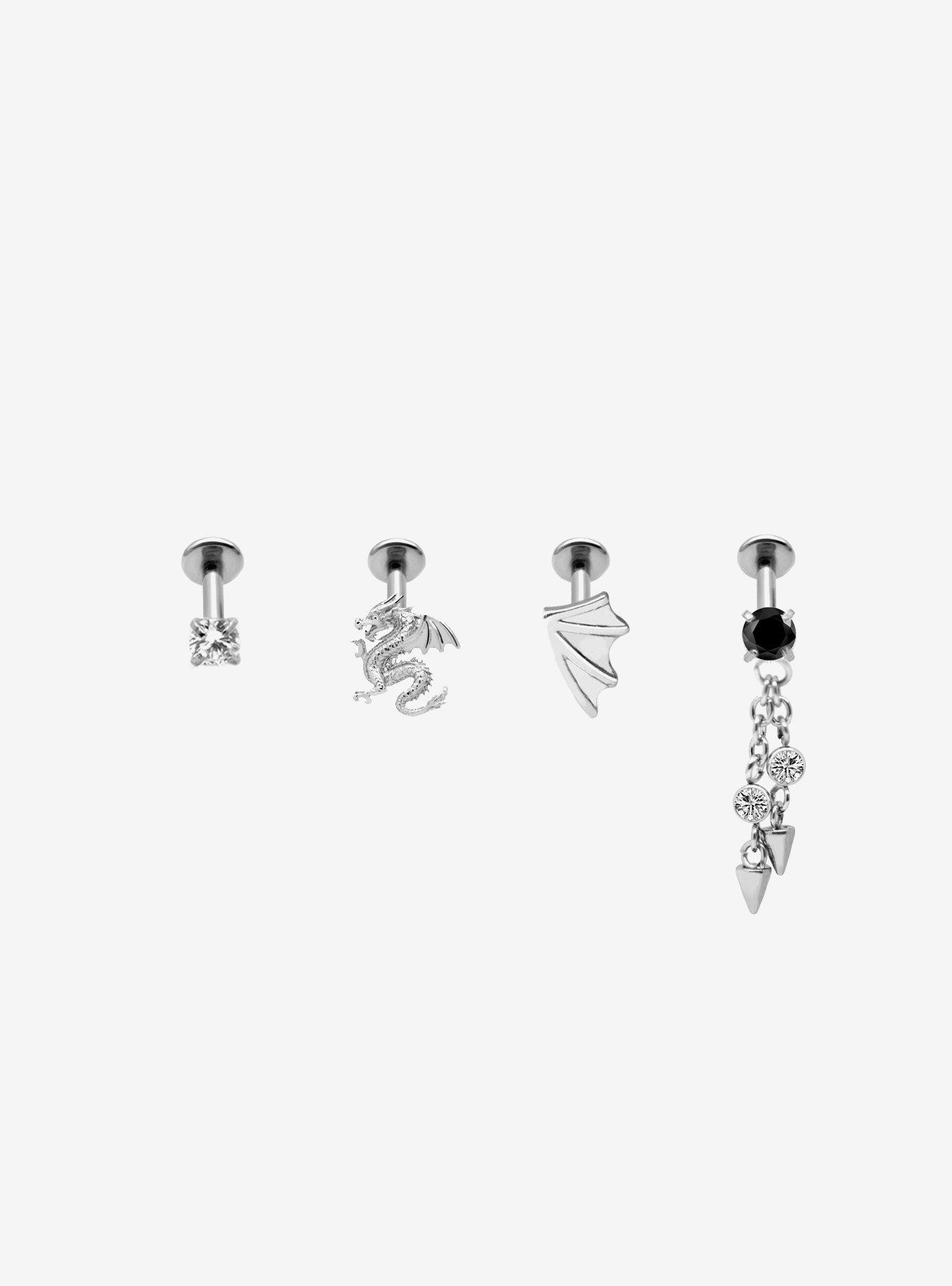 Steel Silver Dragon Labret 4 Pack, , hi-res