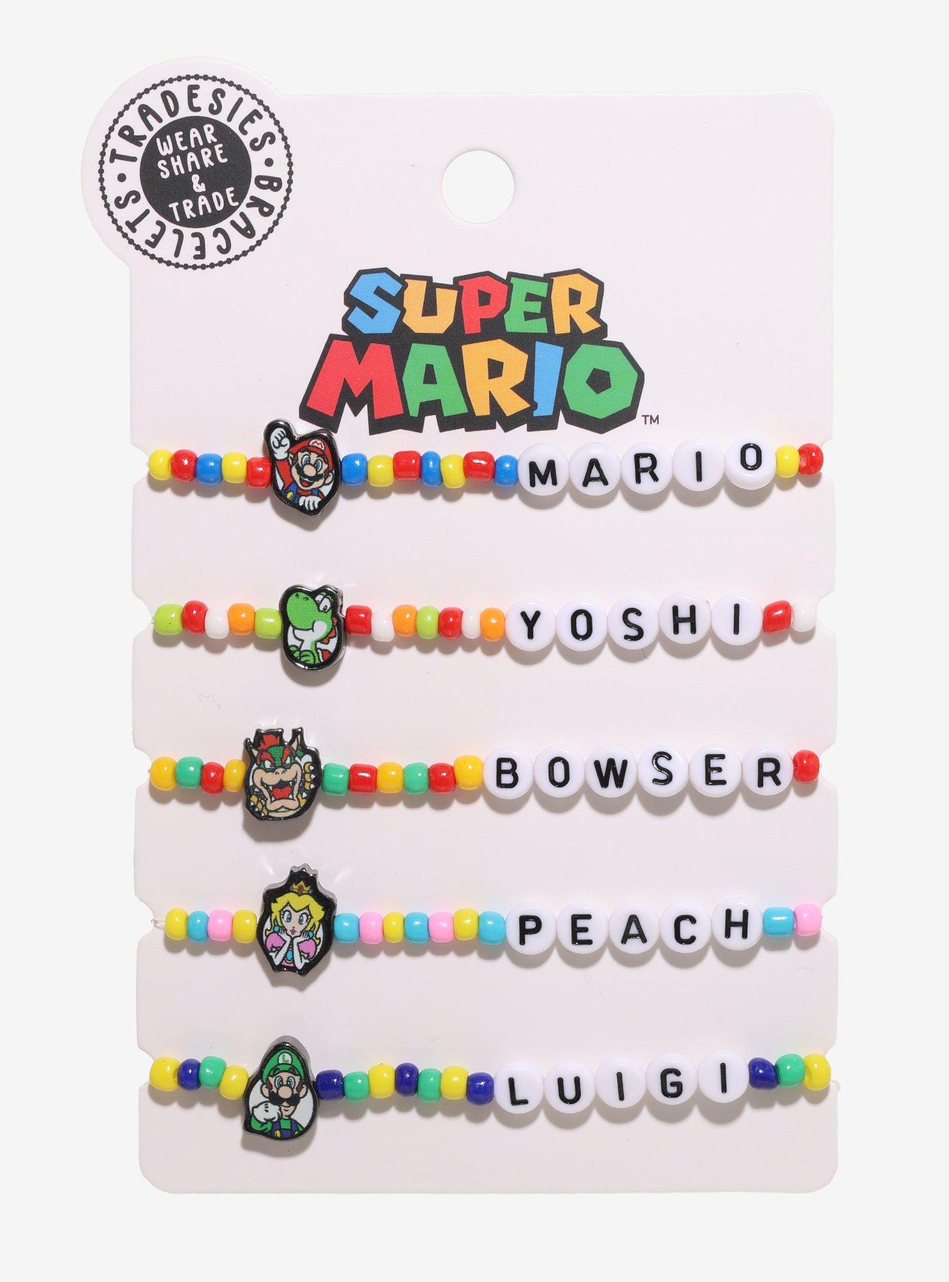 Super Mario Bros. Character Profile Bead Bracelet Set