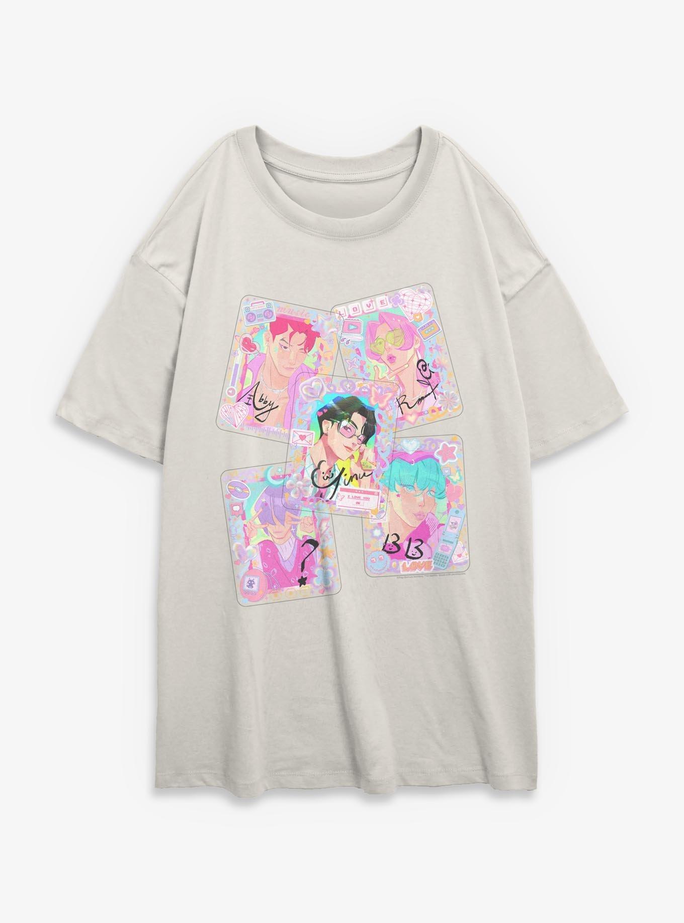 KPop Demon Hunters Saja Boys Photocard Toploader Deco Girls Oversized T-Shirt, , hi-res