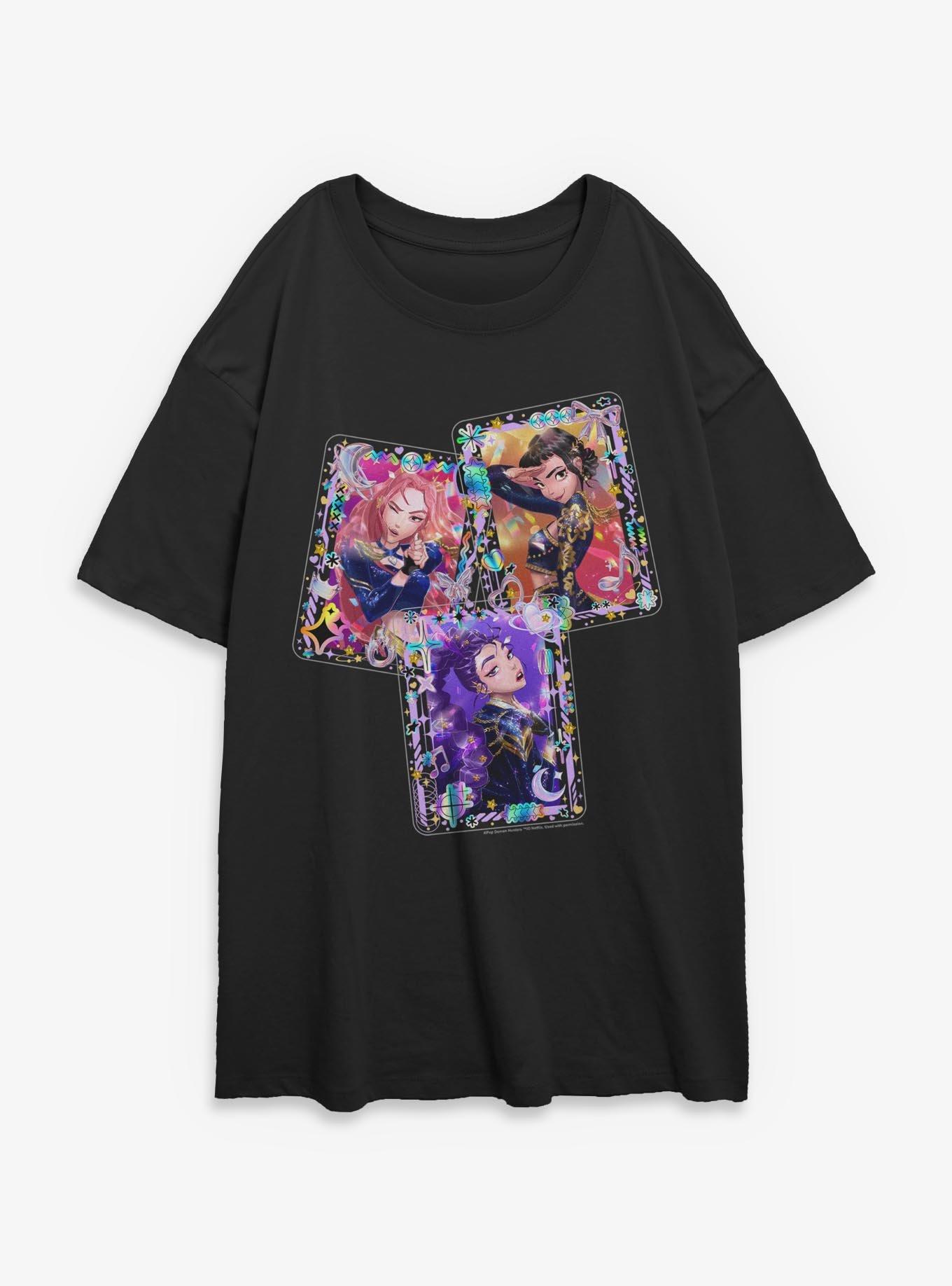 KPop Demon Hunters HUNTR/X Toploader Deco Photocards Girls Oversized T-Shirt