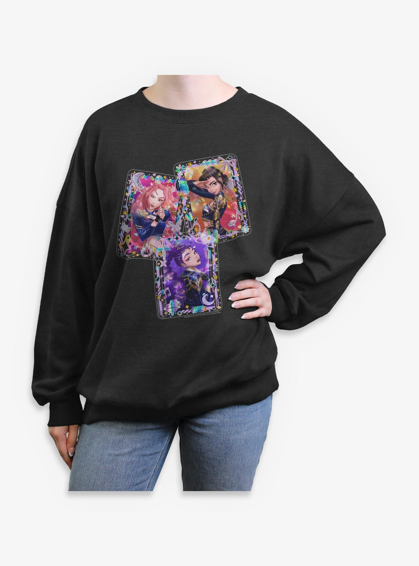 KPop Demon Hunters Huntrix Toploader Deco Photocards Girls Oversized Sweatshirt, , hi-res