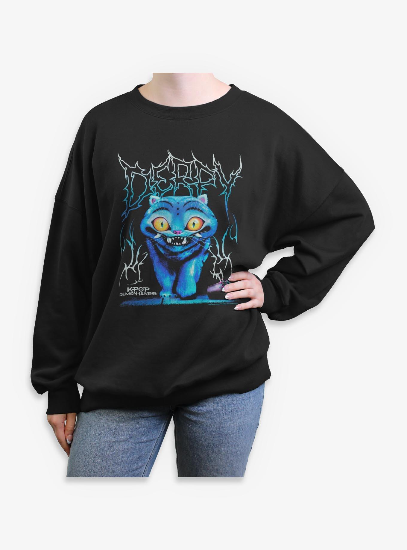 KPop Demon Hunters Derpy Tiger Rock Girls Oversized Sweatshirt Hot Topic Exclusive