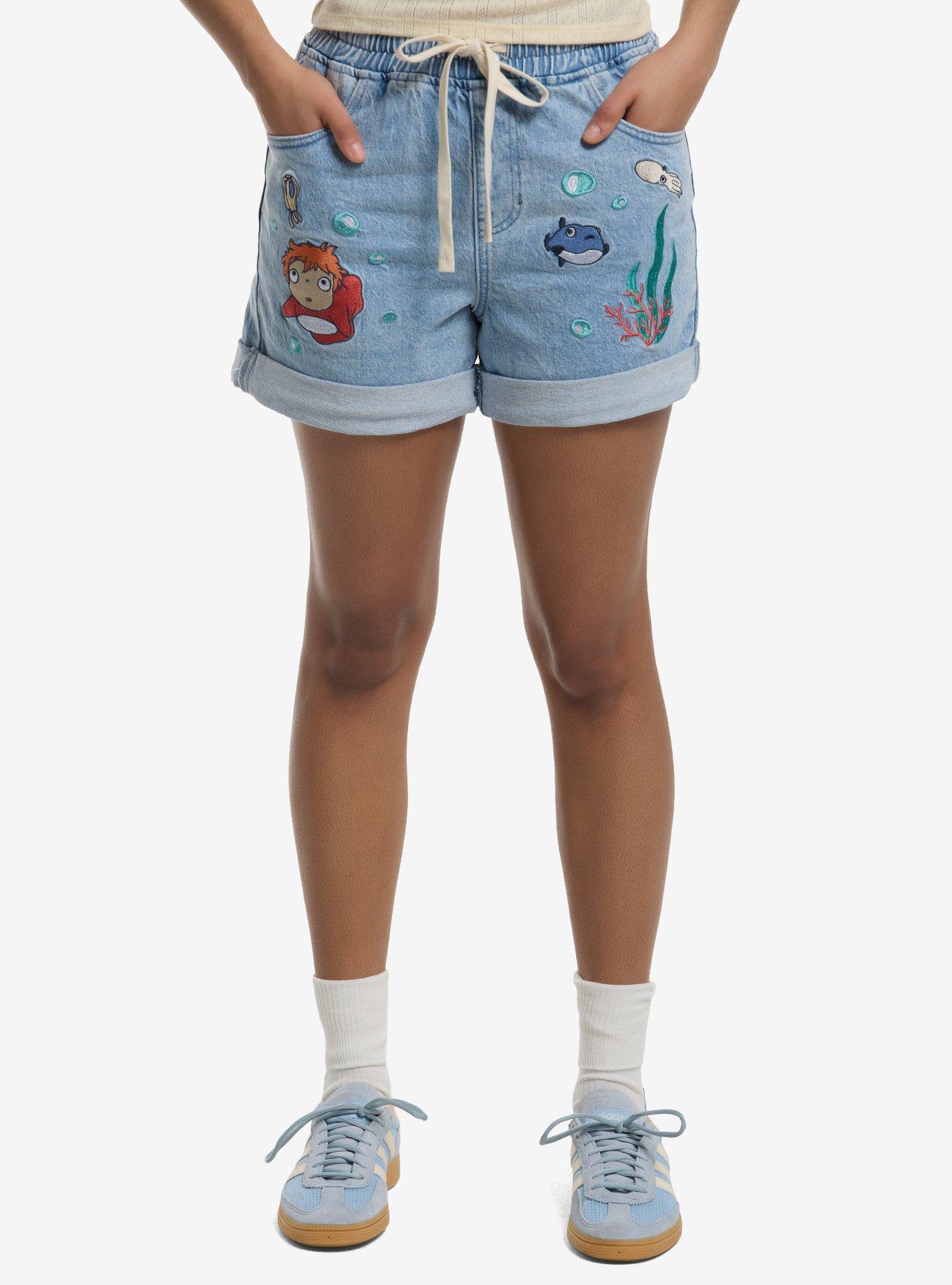 Her Universe Studio Ghibli&reg; Ponyo Ocean Critters Elastic Denim Shorts, , hi-res