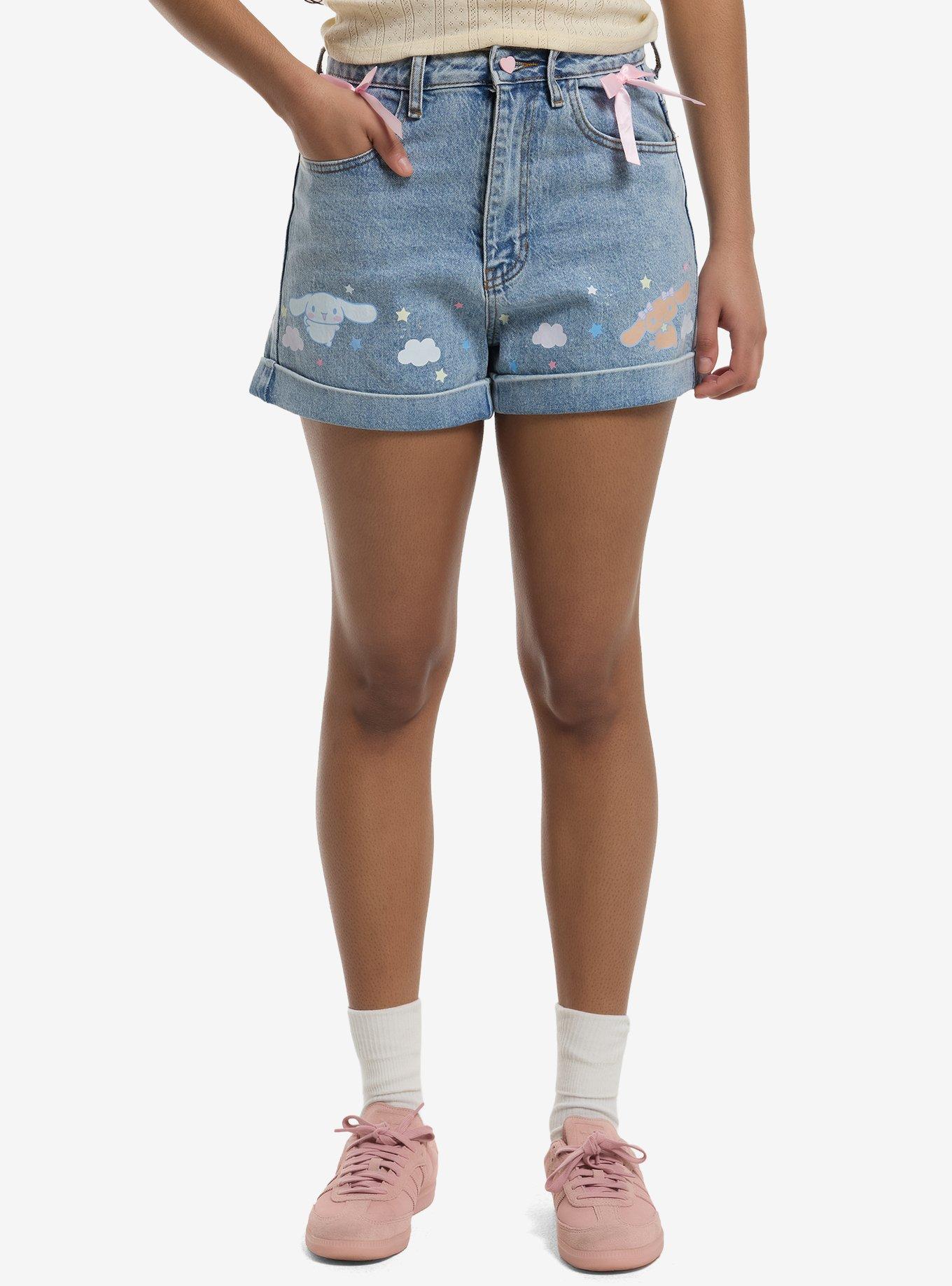 Cinnamoroll & Mocha Denim Mom Shorts, , hi-res