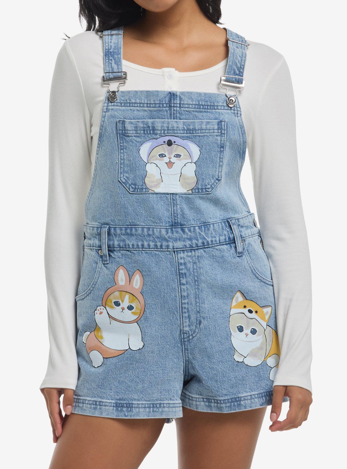 Mofusand Animal Costumes Oversized Denim Shortalls, , hi-res