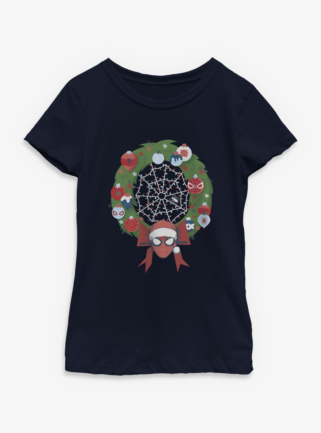 Marvel Spider-Man Christmas Wreath Youth Girls T-Shirt, , hi-res