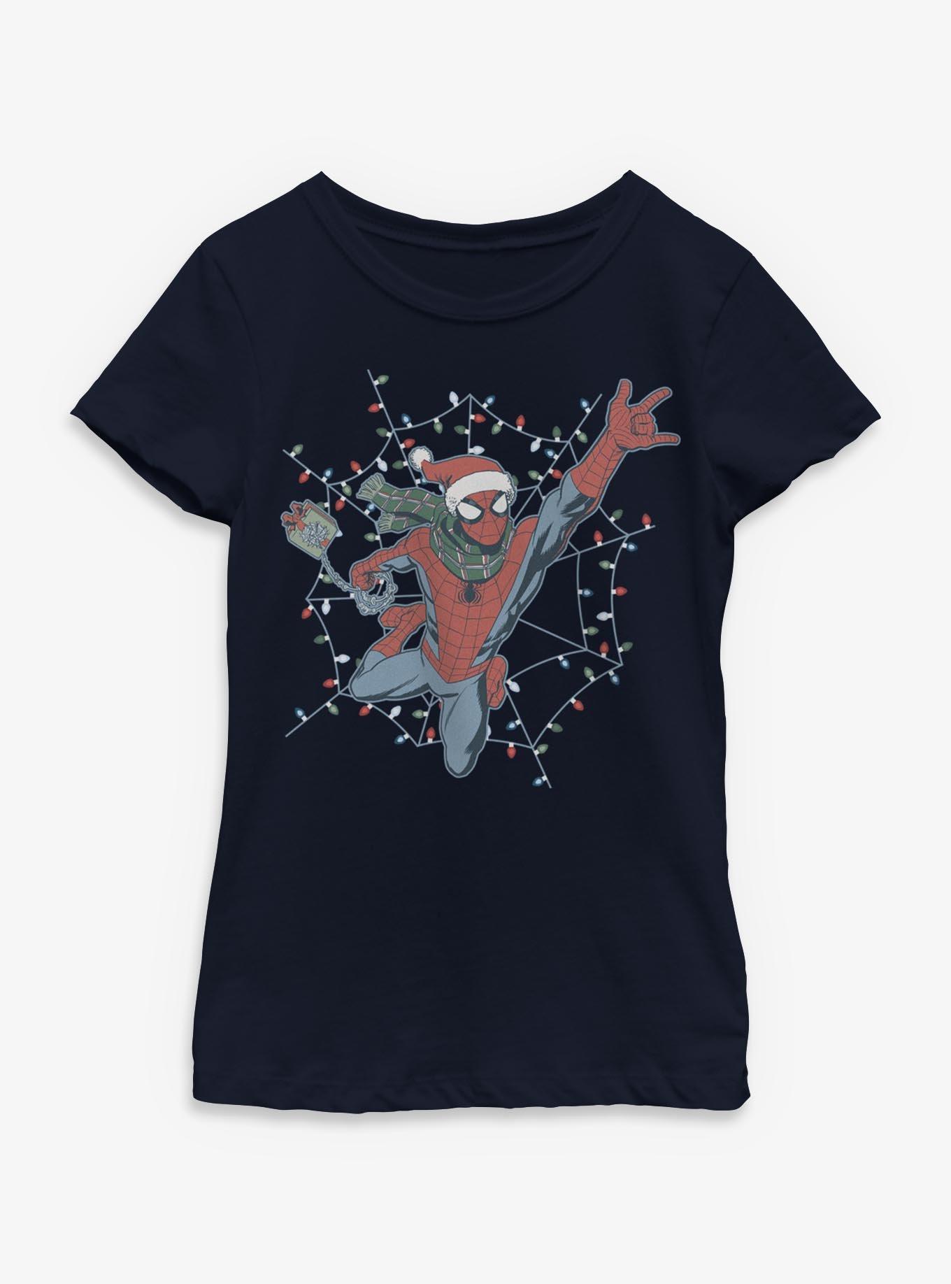 Marvel Spider-Man Swing Into Holiday Youth Girls T-Shirt, , hi-res