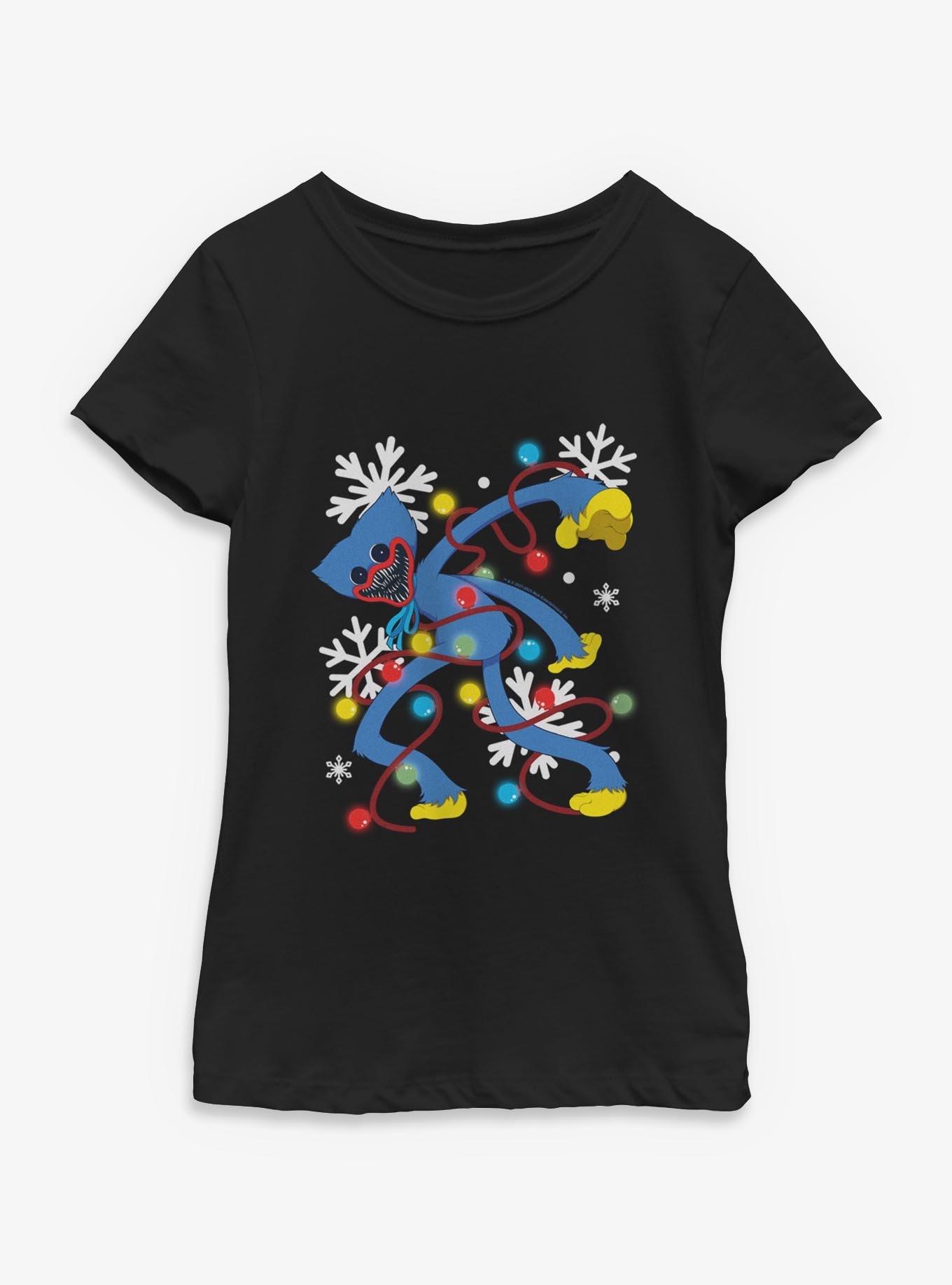 Poppy Playtime Huggy Xmas Lights Youth Girls T-Shirt, , hi-res