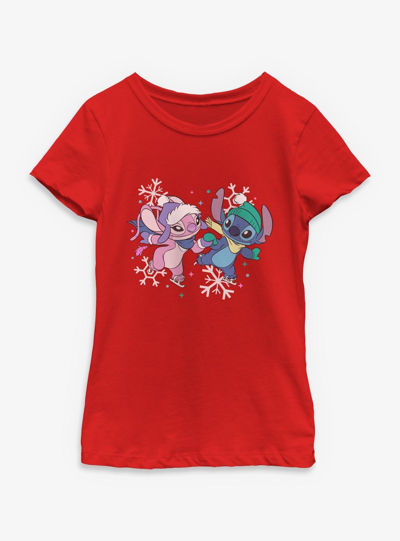 Disney Lilo & Stitch Winterly Love Stitch With Angel Youth Girls T-Shirt, , hi-res