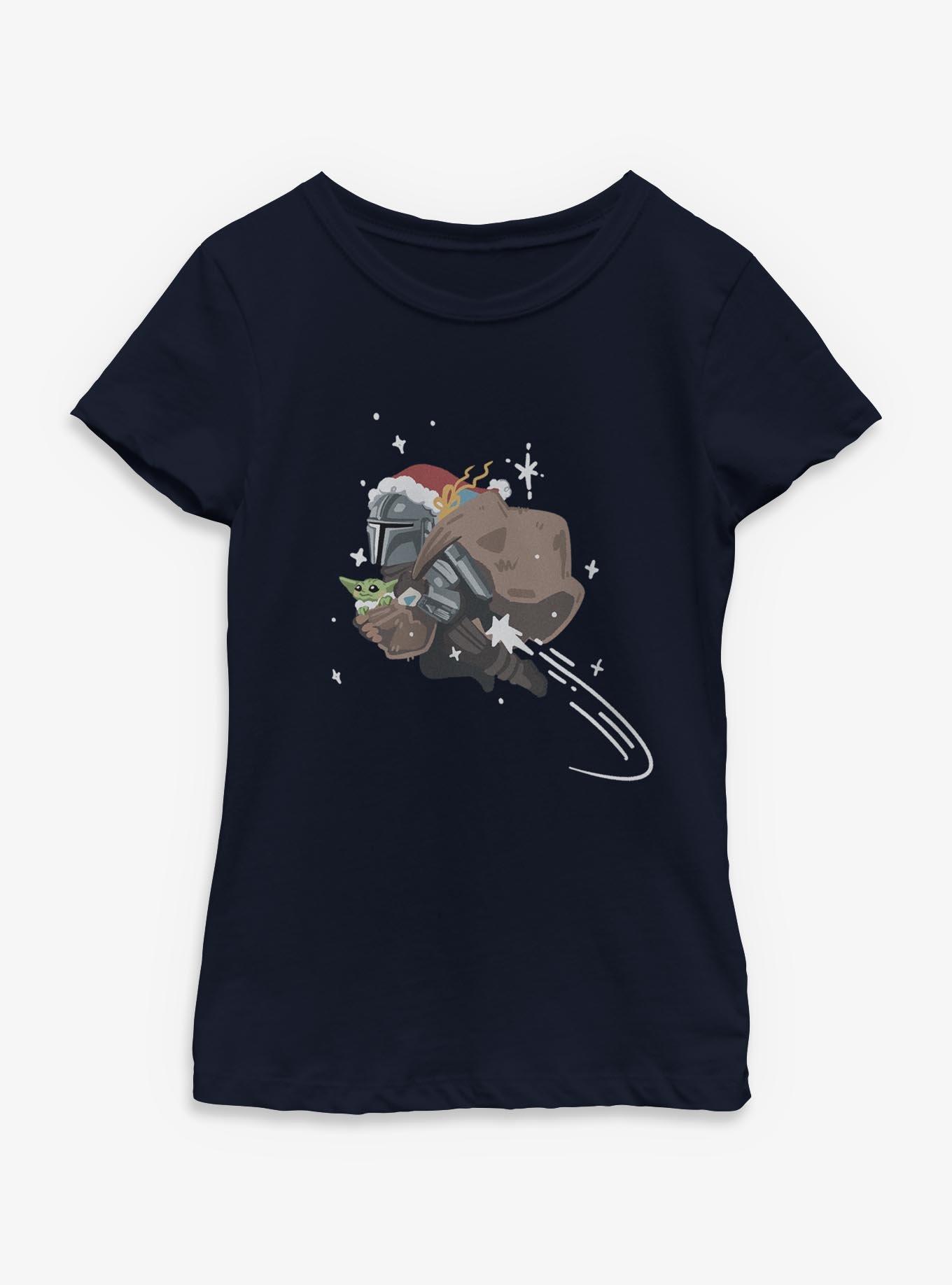 Star Wars The Mandalorian Santa Mandalorian With Grogu Youth Girls T-Shirt, , hi-res