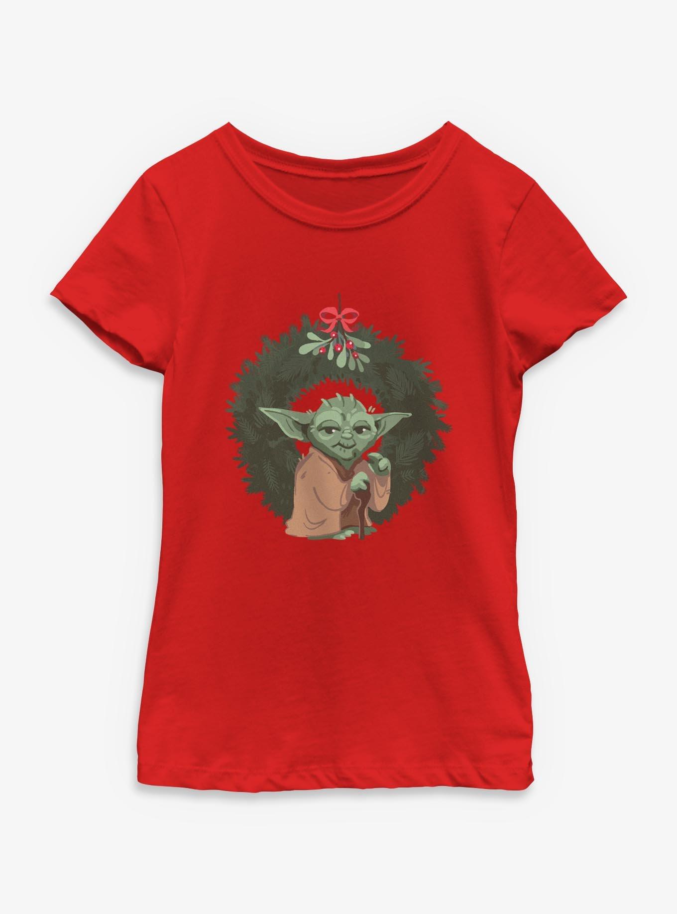 Star Wars Yoda Christmas Wreaths Youth Girls T-Shirt, , hi-res