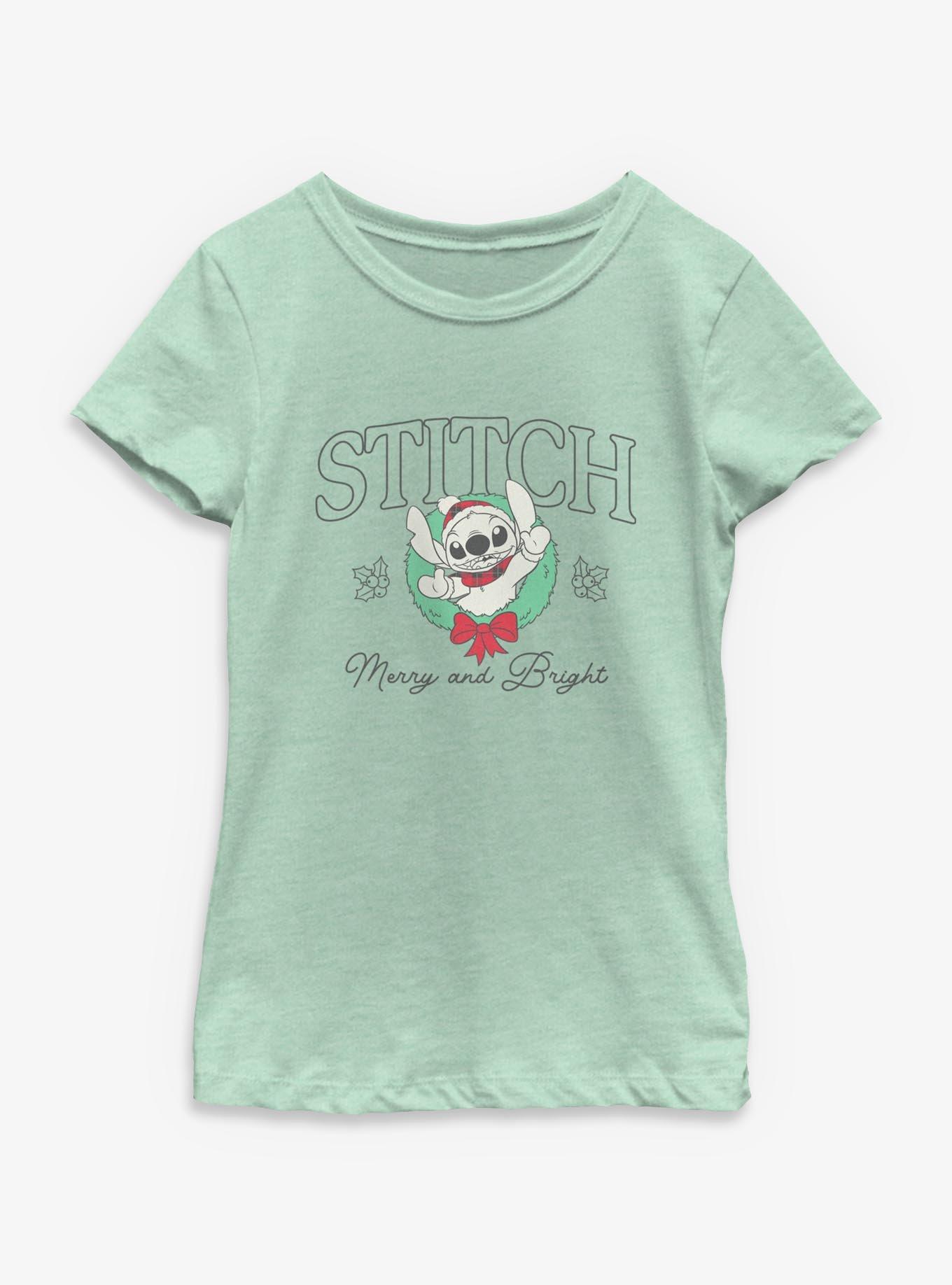 Disney Lilo & Stitch Holiday Wreath Youth Girls T-Shirt, , hi-res
