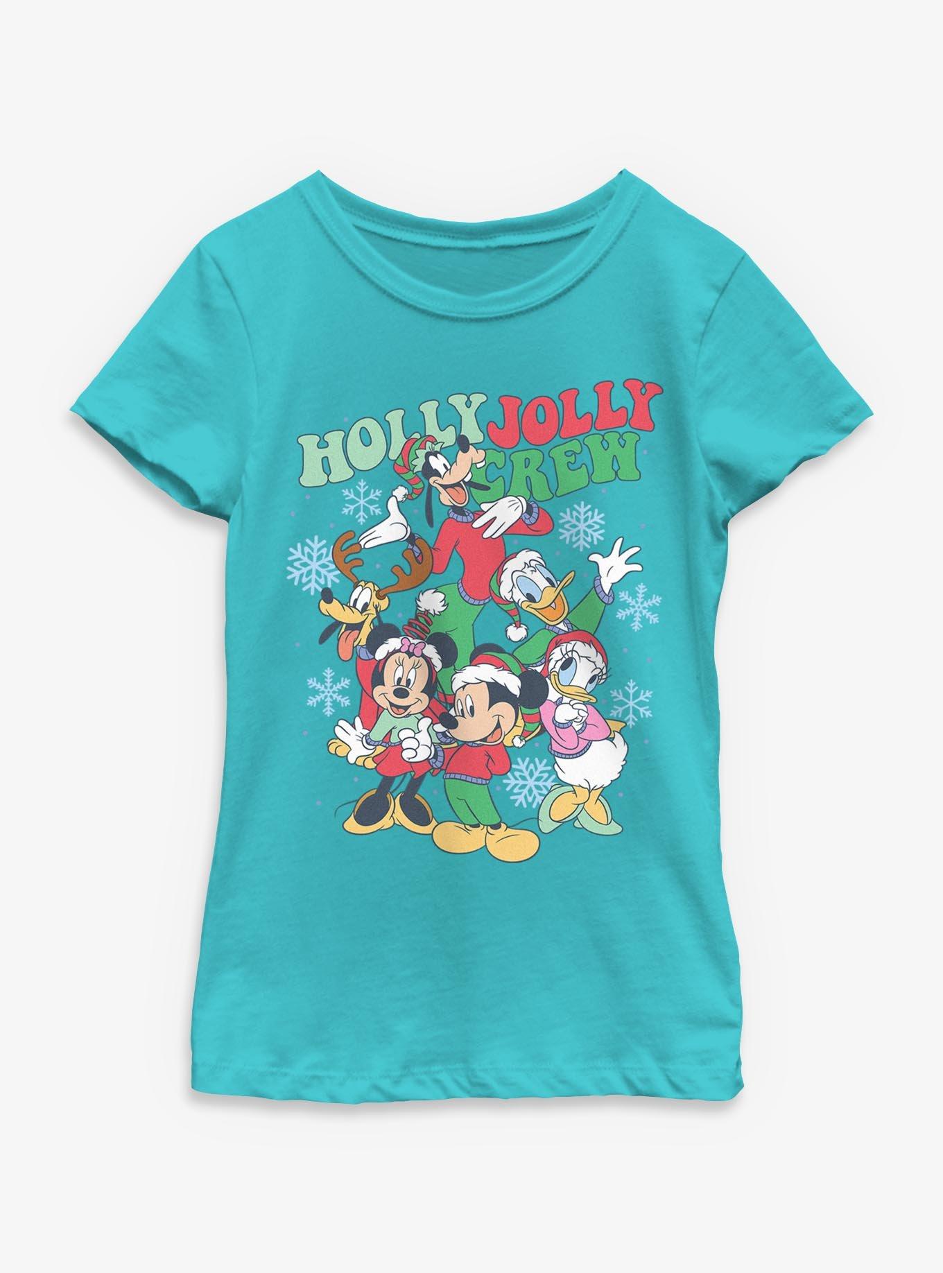 Disney Mickey Mouse Holly Jolly Crew Youth Girls T-Shirt, , hi-res