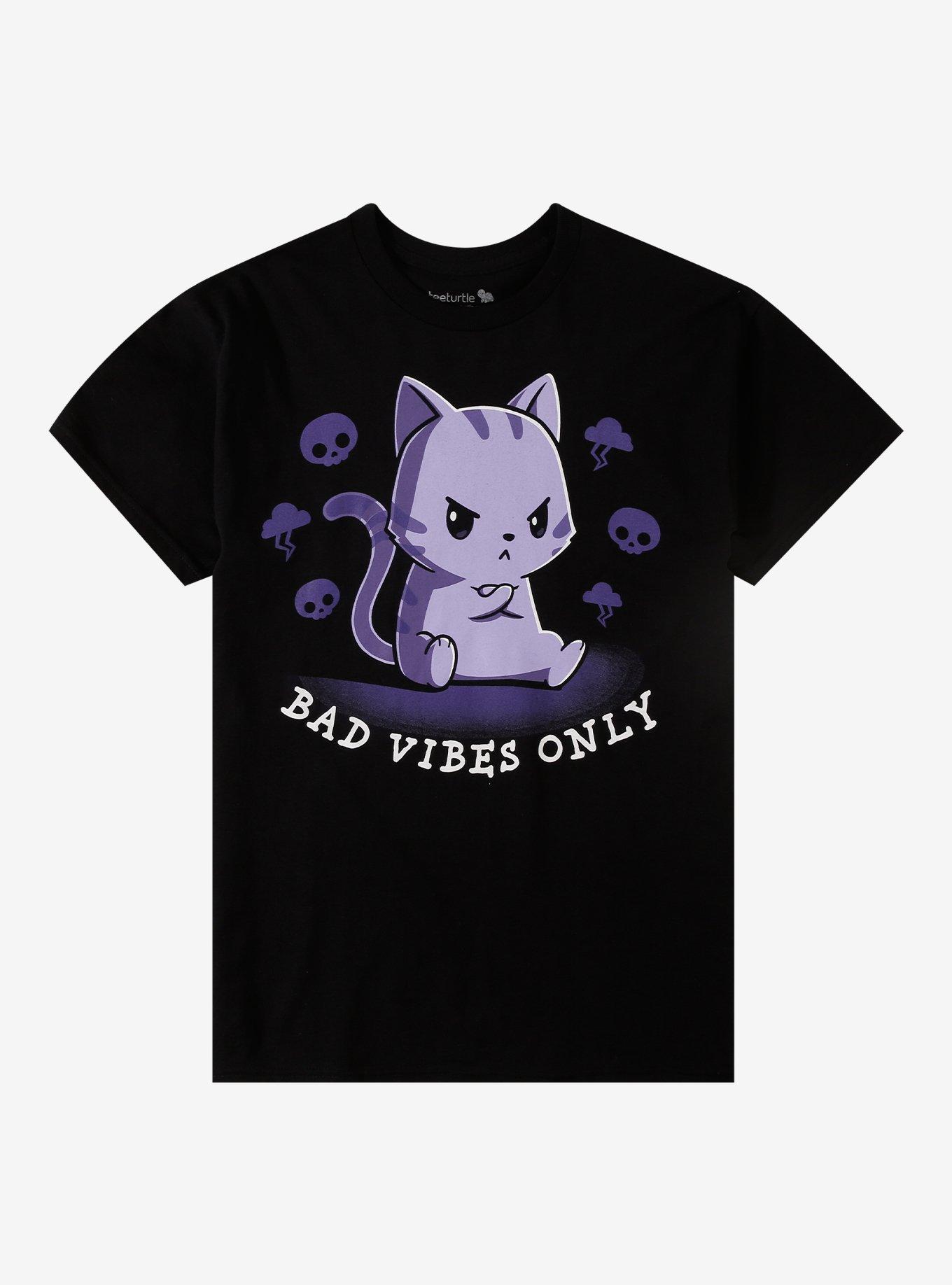 TEETURTLE Bad Vibes Only Cat T-Shirt By Tee Turtle