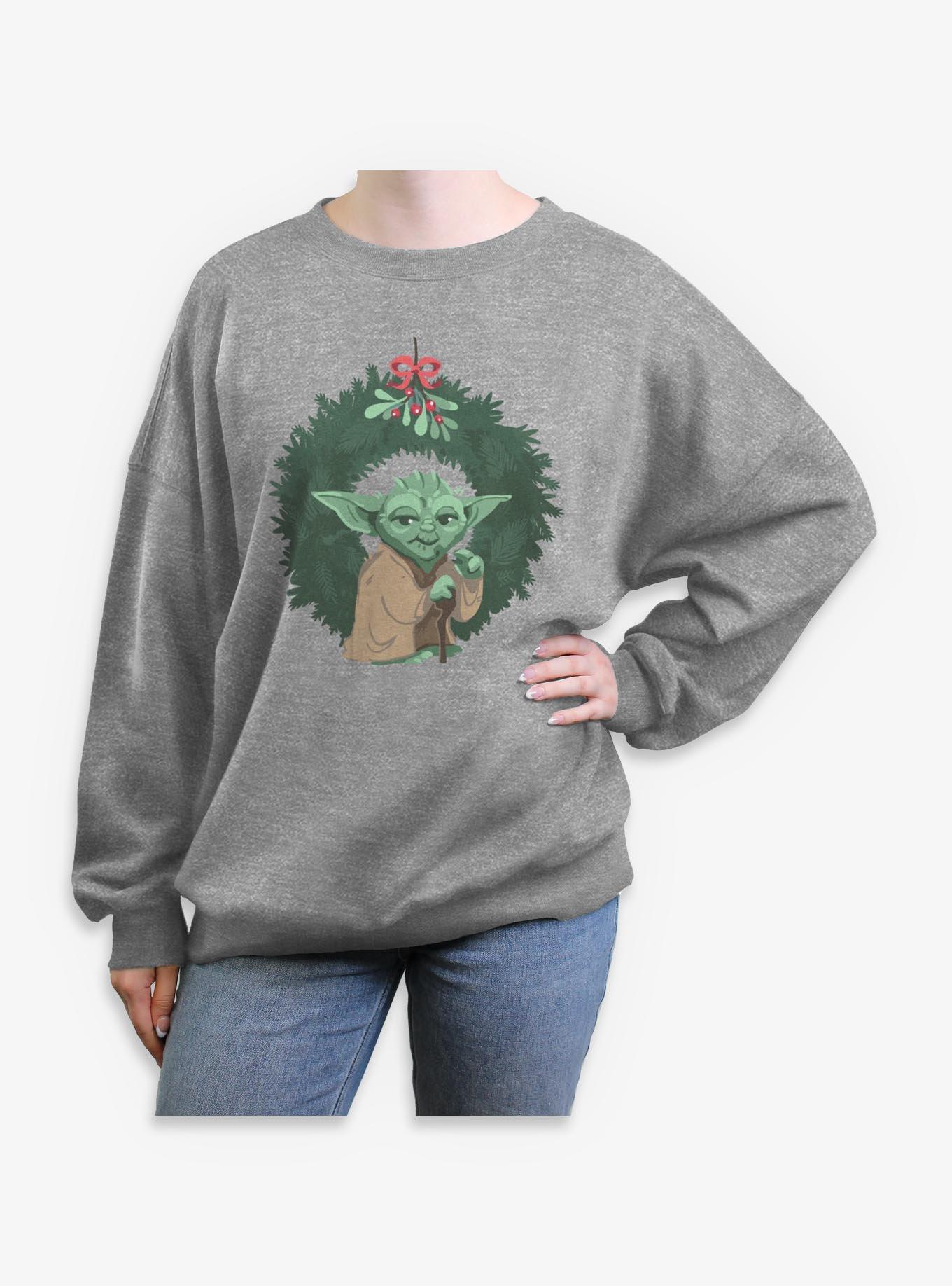 Star Wars Yoda Christmas Wreaths Womens Oversized Sweatshirt, , hi-res