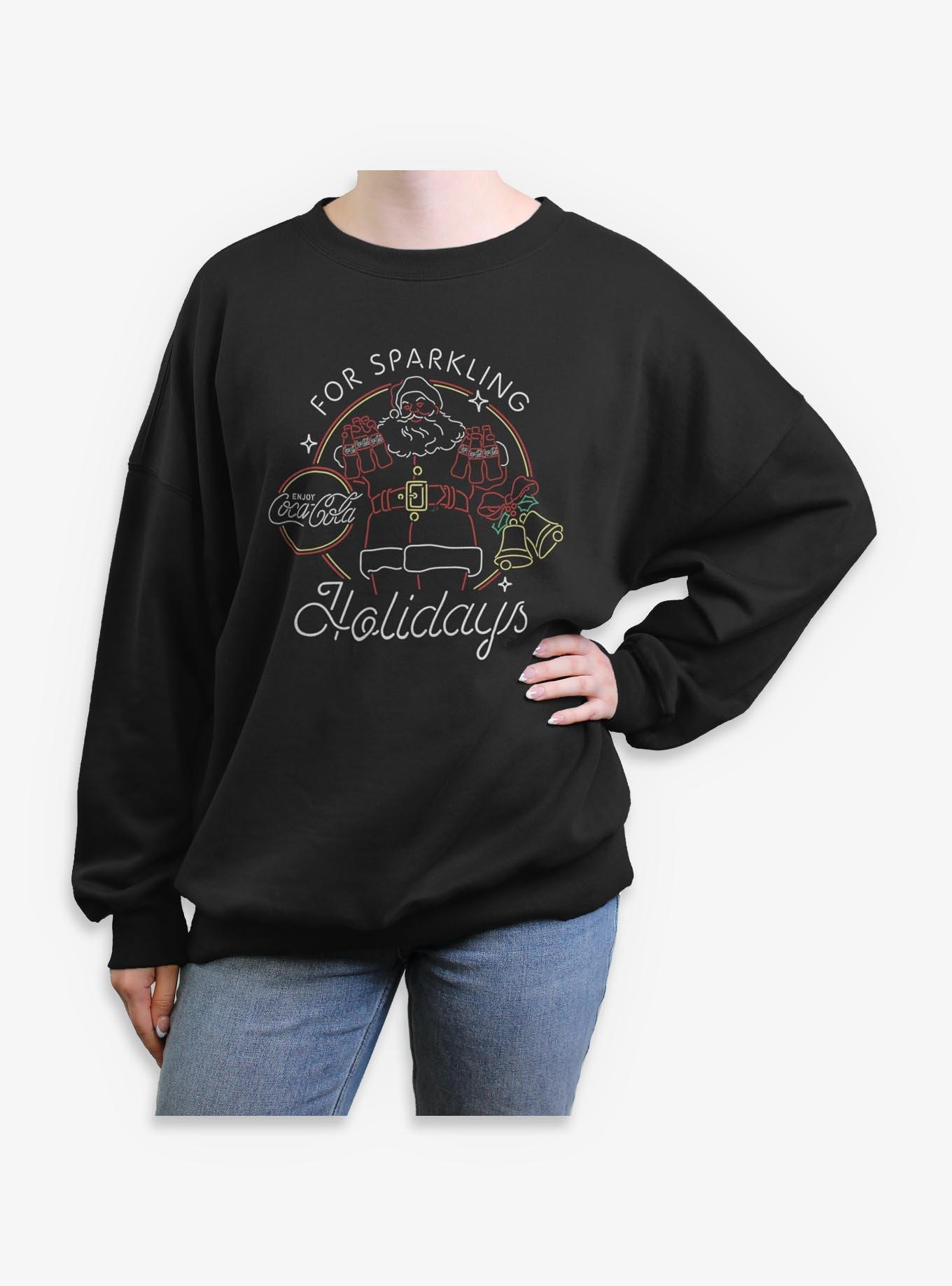 Coca-Cola For Sparkling Holidays Santa Womens Oversized Sweatshirt, , hi-res