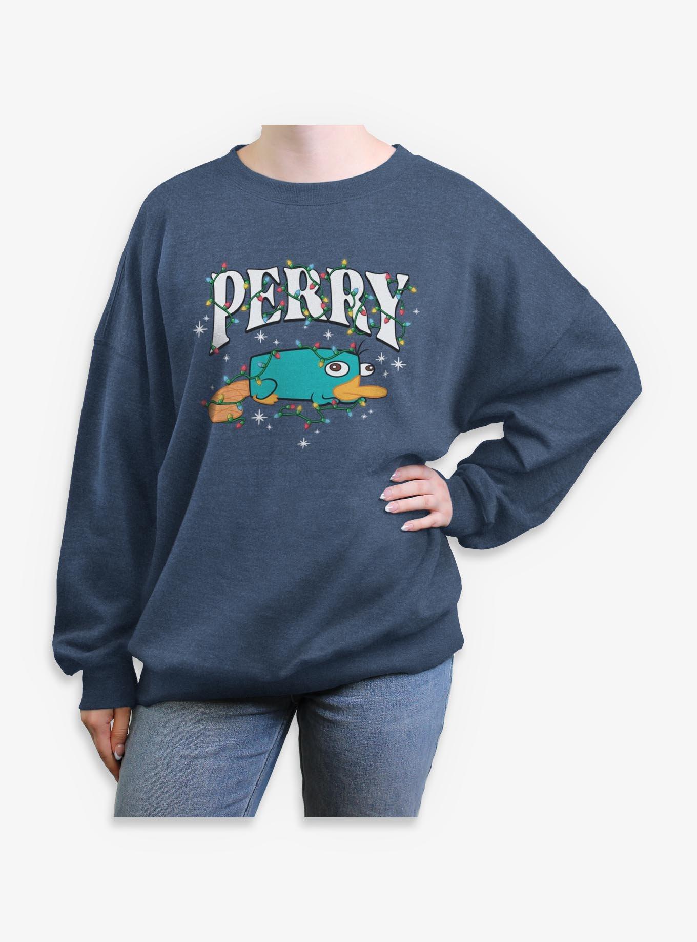 Disney Phineas and Ferb Perry Christmas Lights Womens Oversized Sweatshirt, , hi-res