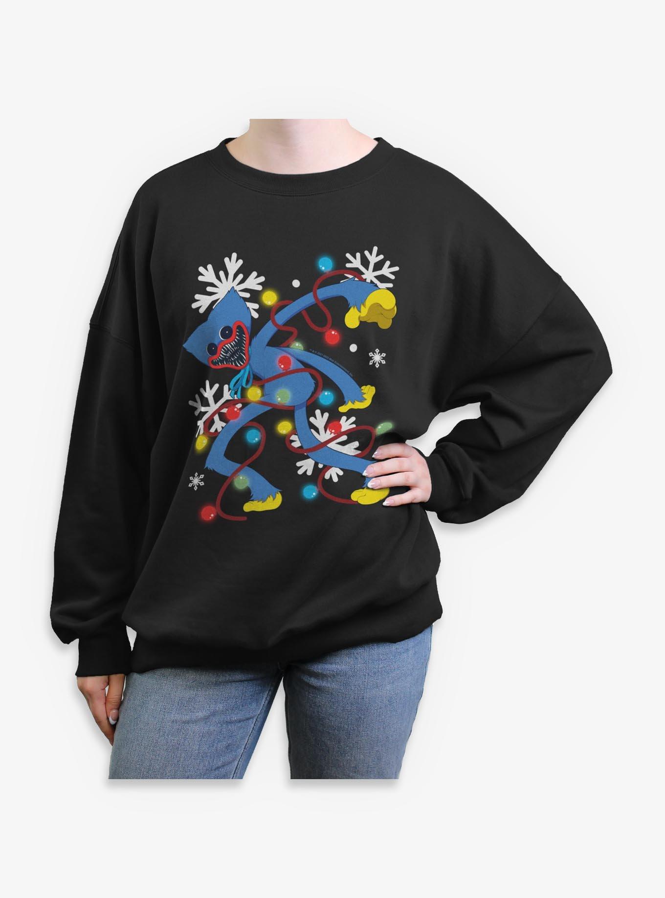 Poppy Playtime Huggy Xmas Lights Womens Oversized Sweatshirt, , hi-res