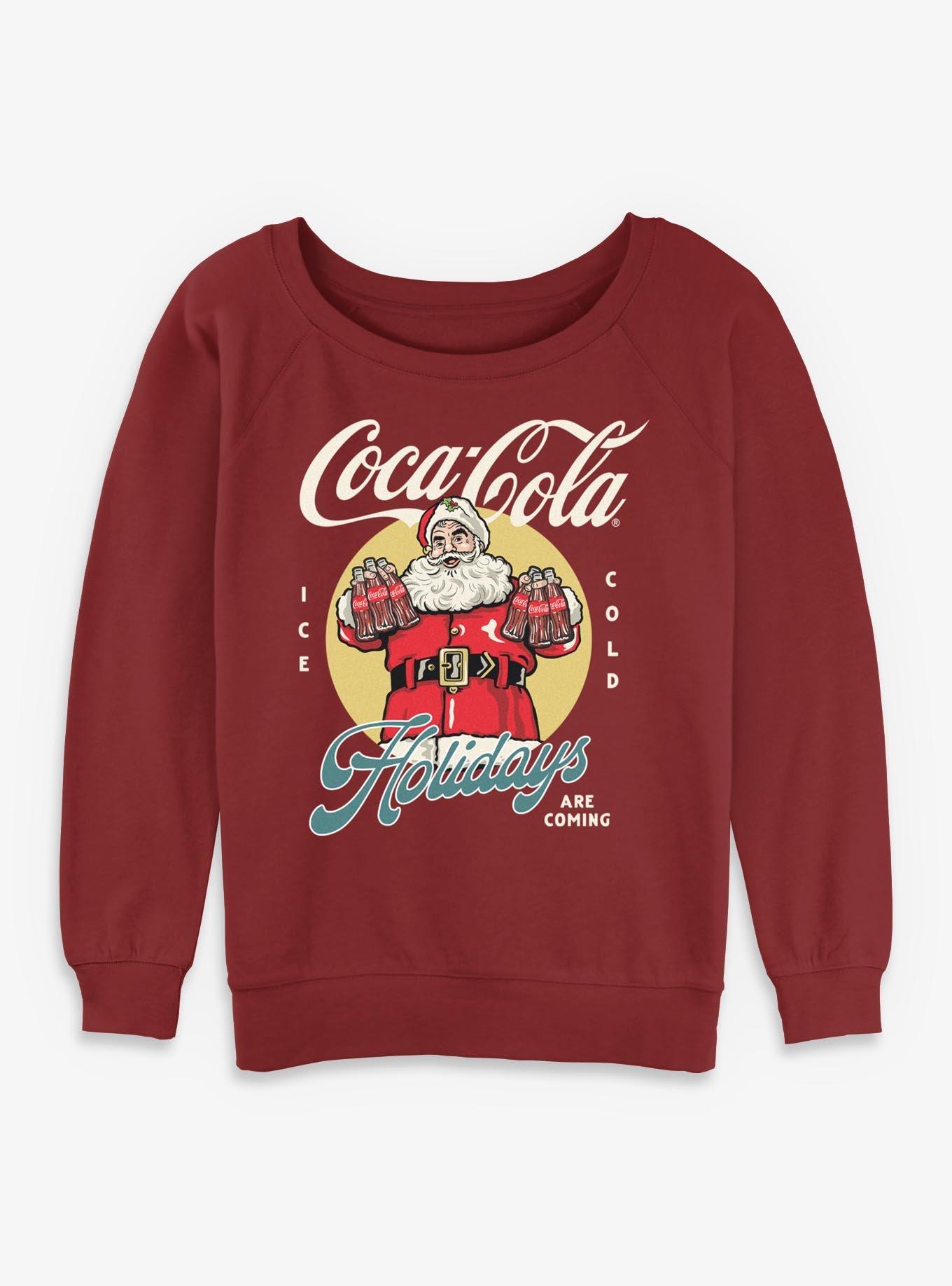 Coca-Cola Holidays Are Coming Santa Womens Slouchy Sweatshirt, , hi-res