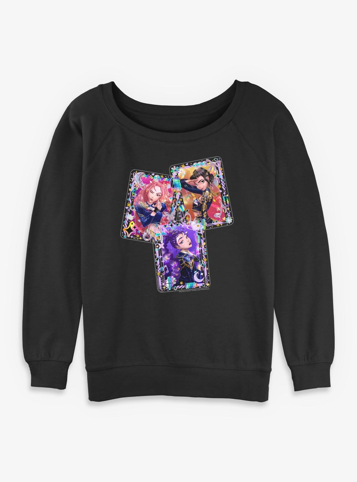 Kpop Demon Hunters Huntrix Toploader Deco Photocards Womens Slouchy Sweatshirt, , hi-res