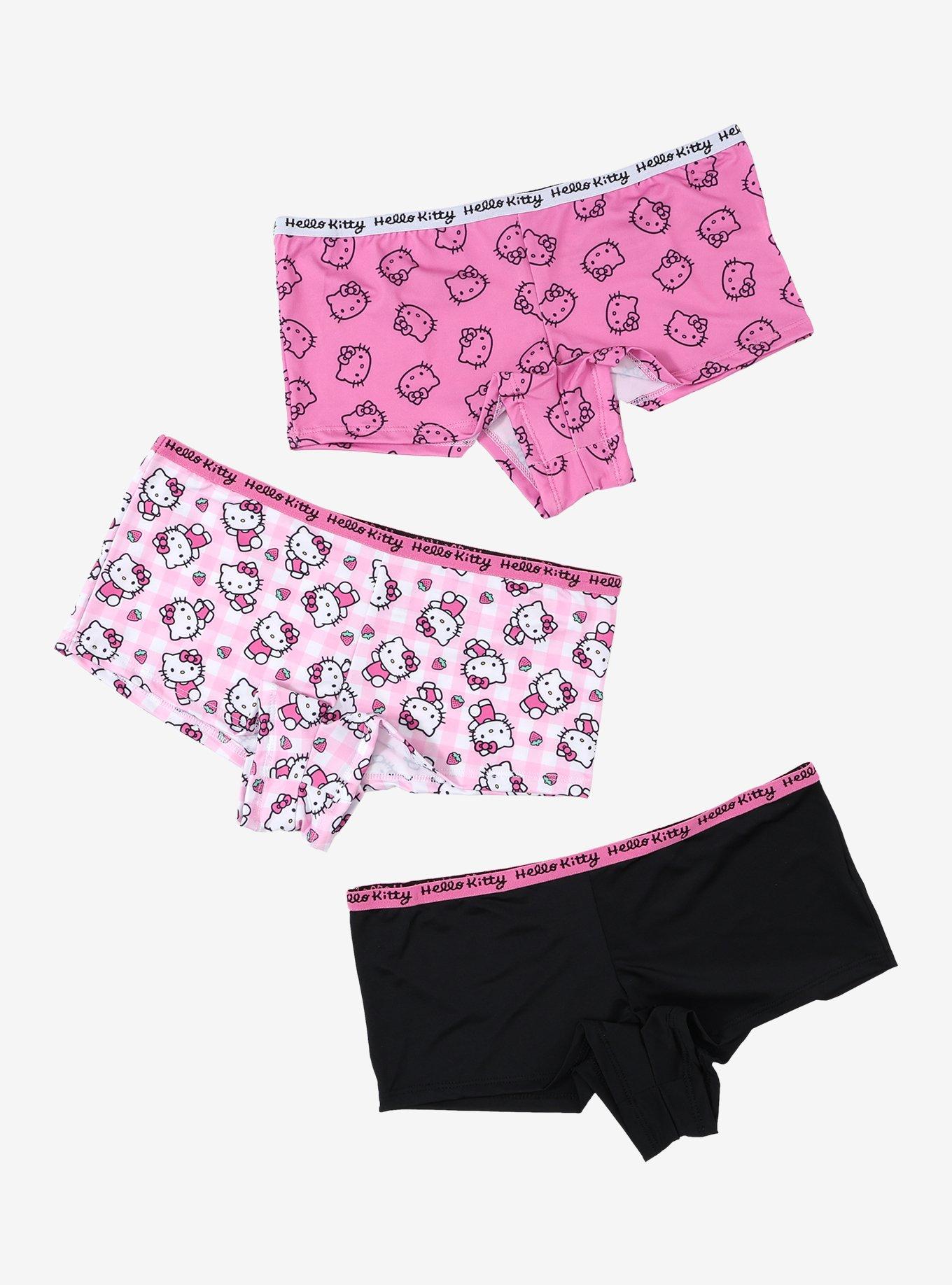 Hello Kitty Pink & Black Boyshort Panty Set, , hi-res
