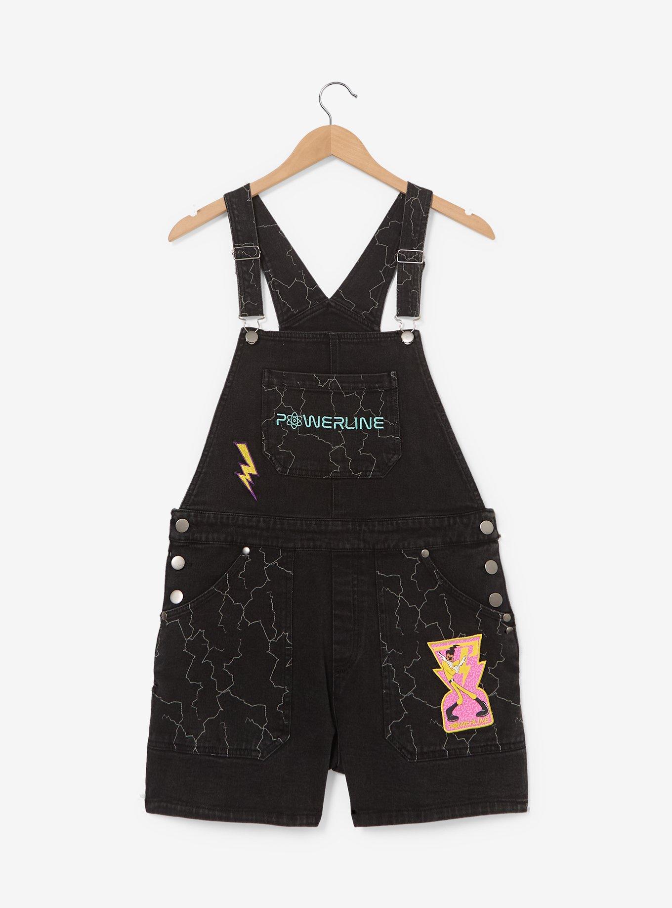 Disney A Goofy Movie Powerline Lightning Women's Plus Size Short Overalls - BoxLunch Exclusive, , hi-res