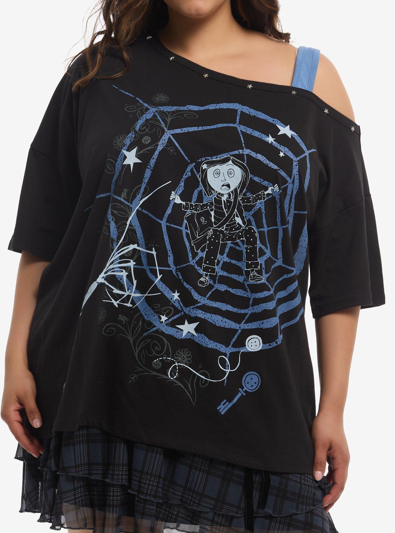 Coraline Spiderweb Girls Off-Shoulder T-Shirt Plus Size, , hi-res