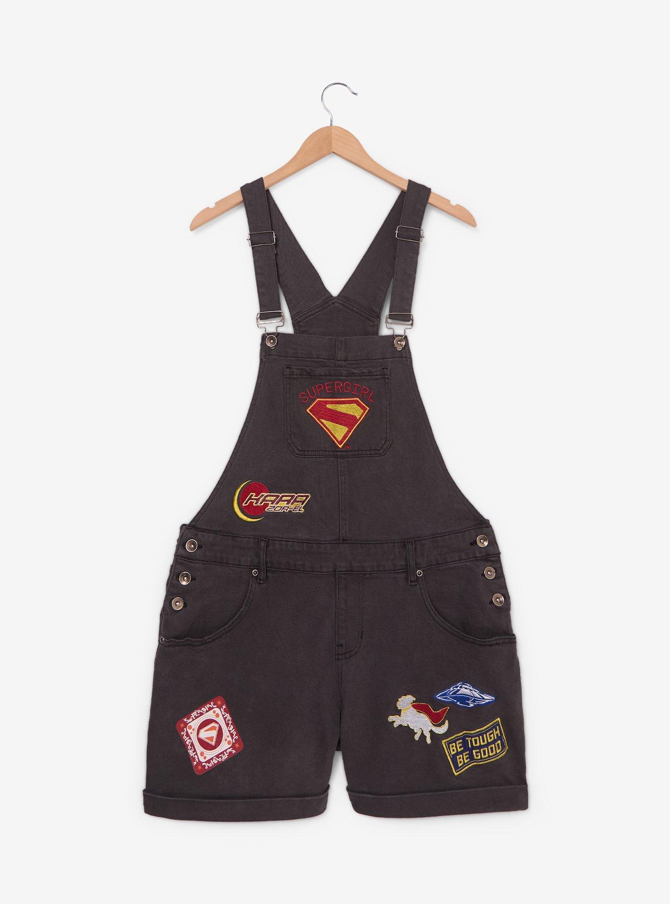 DC Comics Supergirl Patches Plus Size Short Overalls, , hi-res