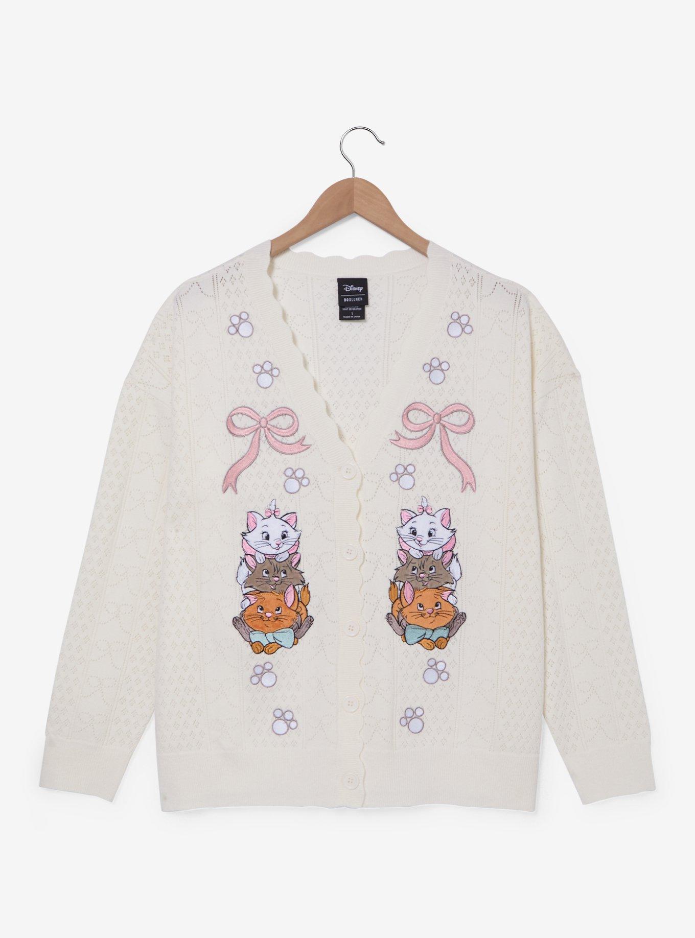 Disney The Aristocats Kittens Pointelle Knit Cardigan Plus Size, , hi-res