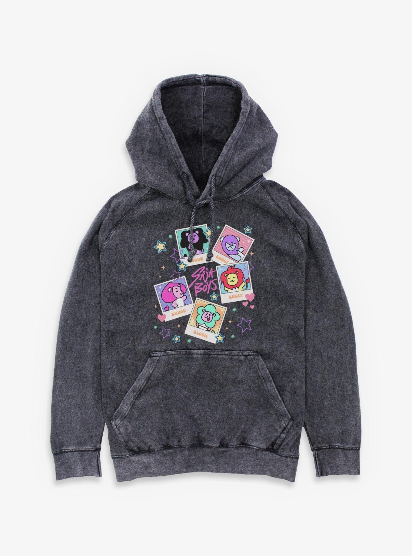 KPop Demon Hunters Saja Friends Polaroids Mineral Wash Hoodie, , hi-res