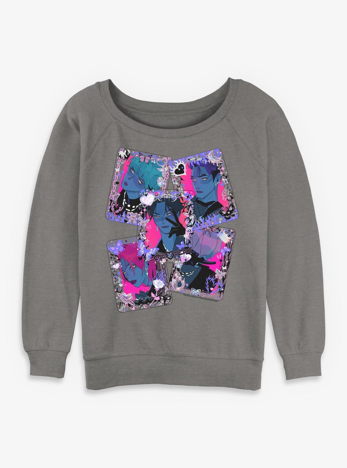 KPop Demon Hunters Saja Boys Toploader Deco Photocards Girls Slouchy Sweatshirt