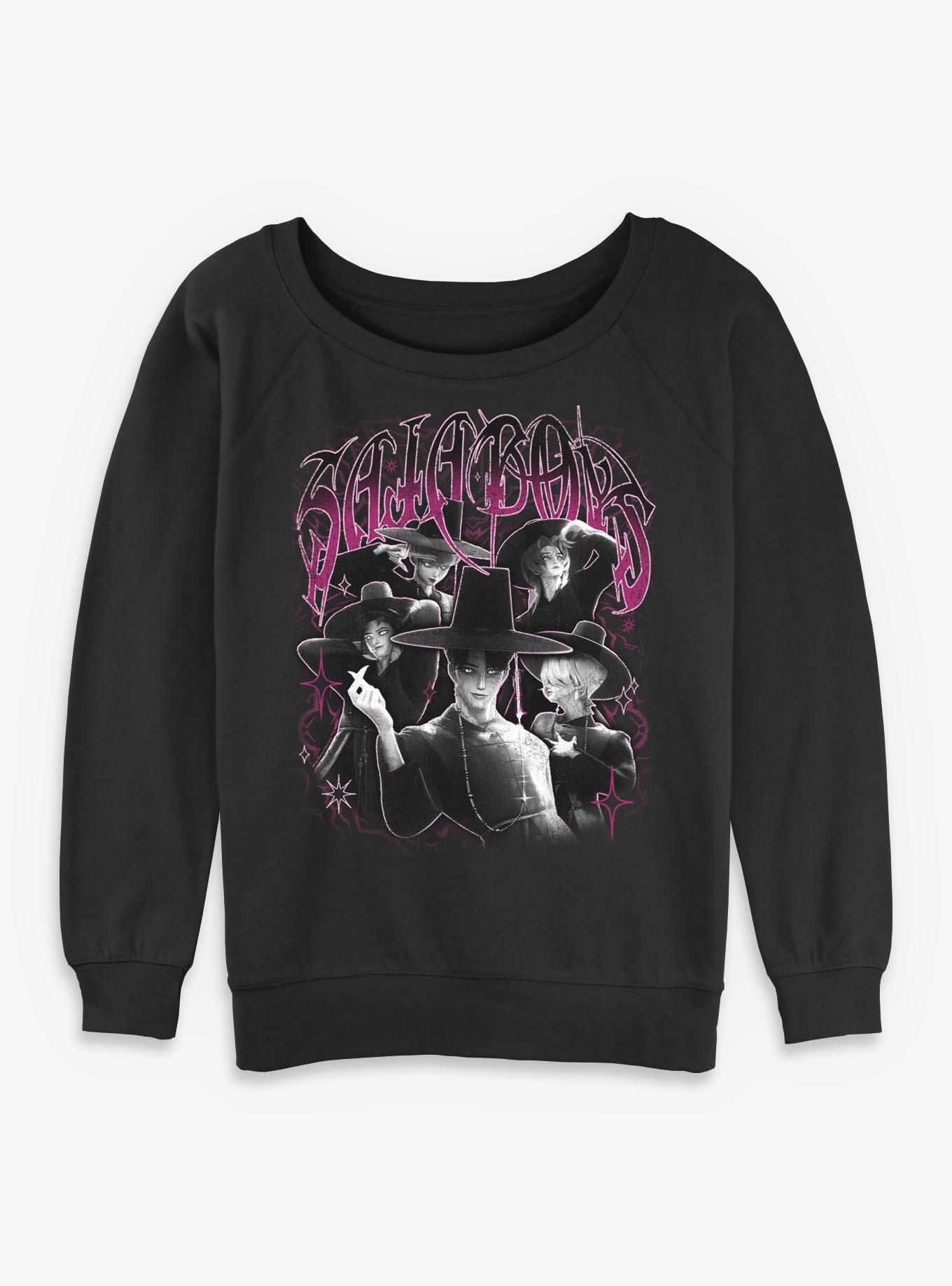 KPop Demon Hunters Saja Boys Group Girls Slouchy Sweatshirt Hot Topic Exclusive, BLACK, hi-res