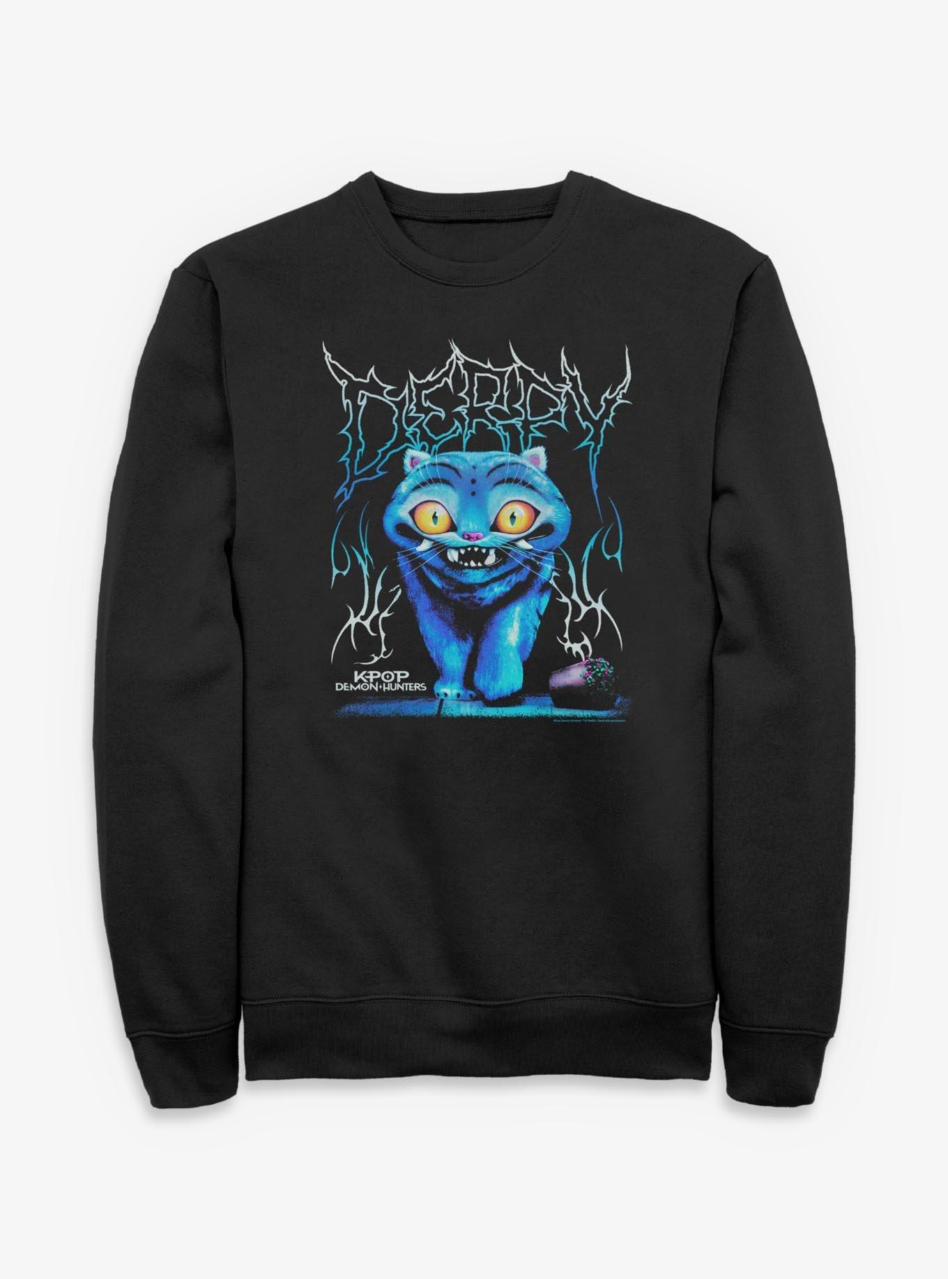 KPop Demon Hunters Derpy Rock Sweatshirt Hot Topic Exclusive, BLACK, hi-res