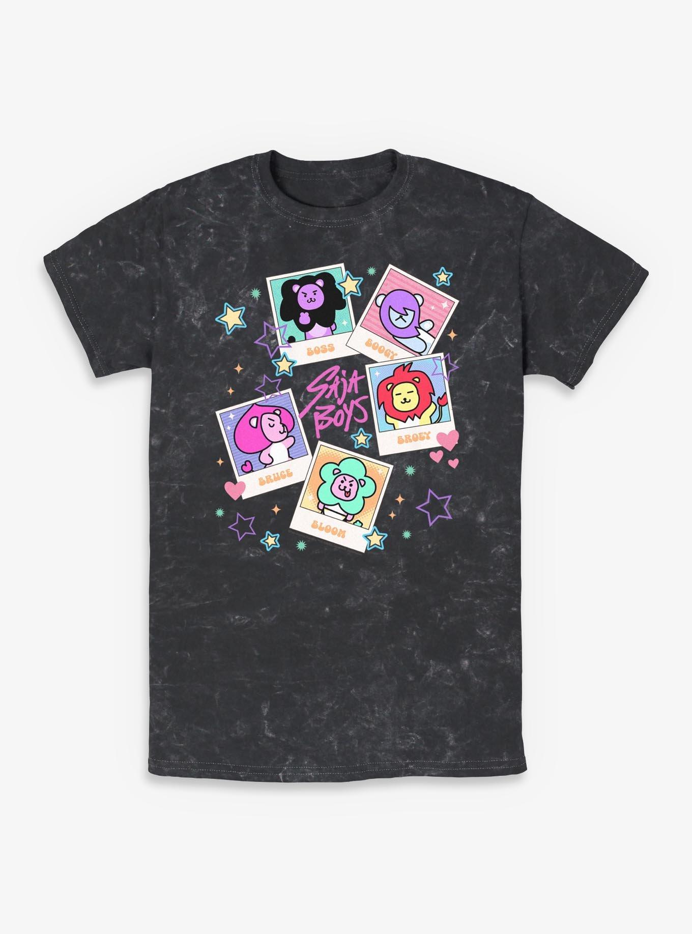 KPop Demon Hunters Saja Friends Polaroids Girls Mineral Wash Crop T-Shirt, , hi-res