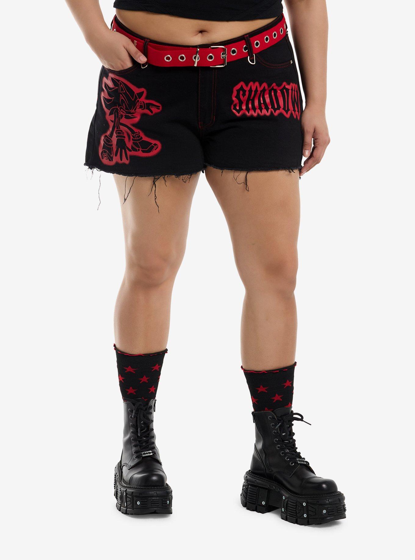 Sonic The Hedgehog Shadow Black Belted Shorts Plus Size, , hi-res