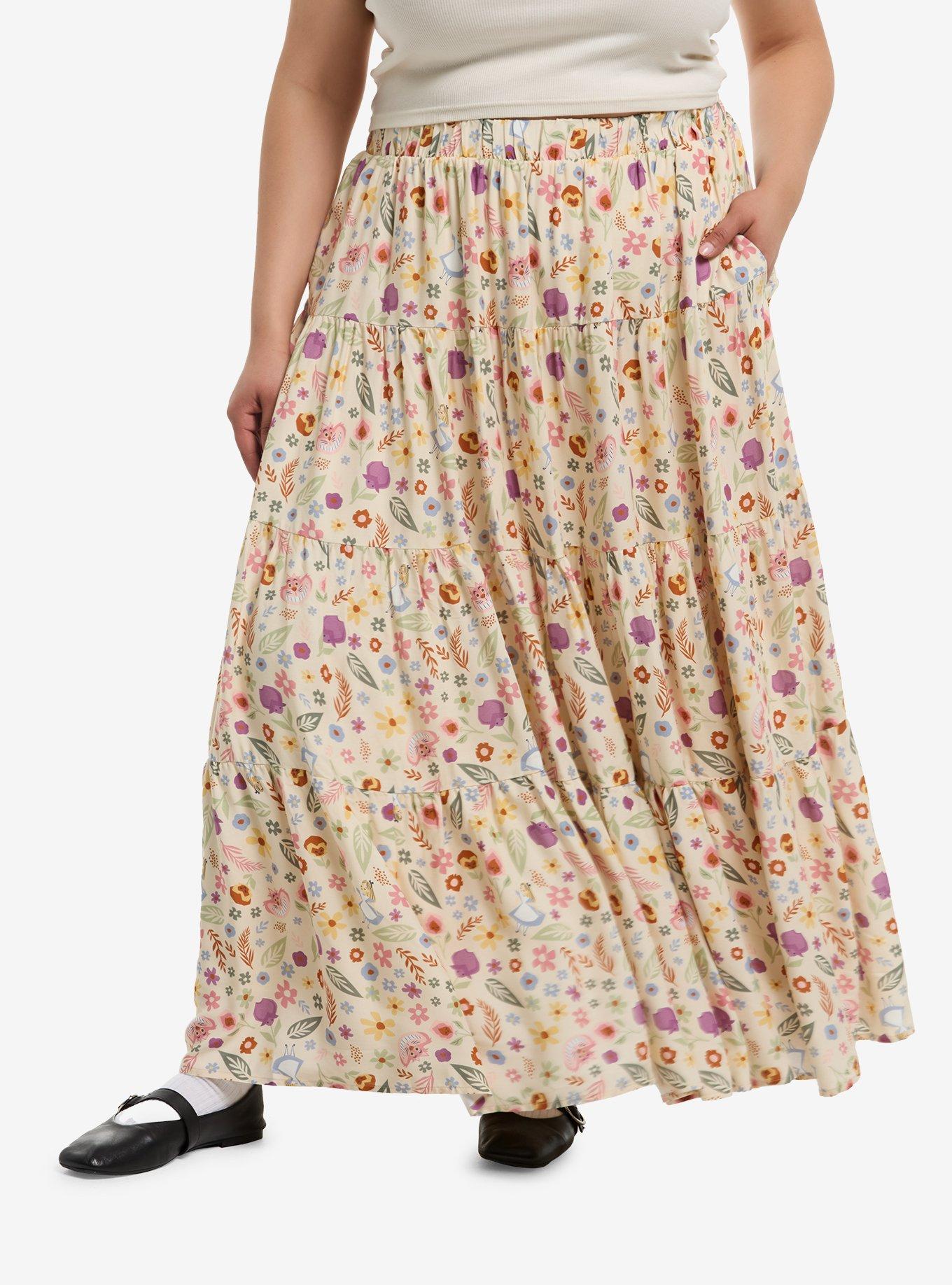 Disney Alice In Wonderland Floral Midi Skirt Plus Size, , hi-res