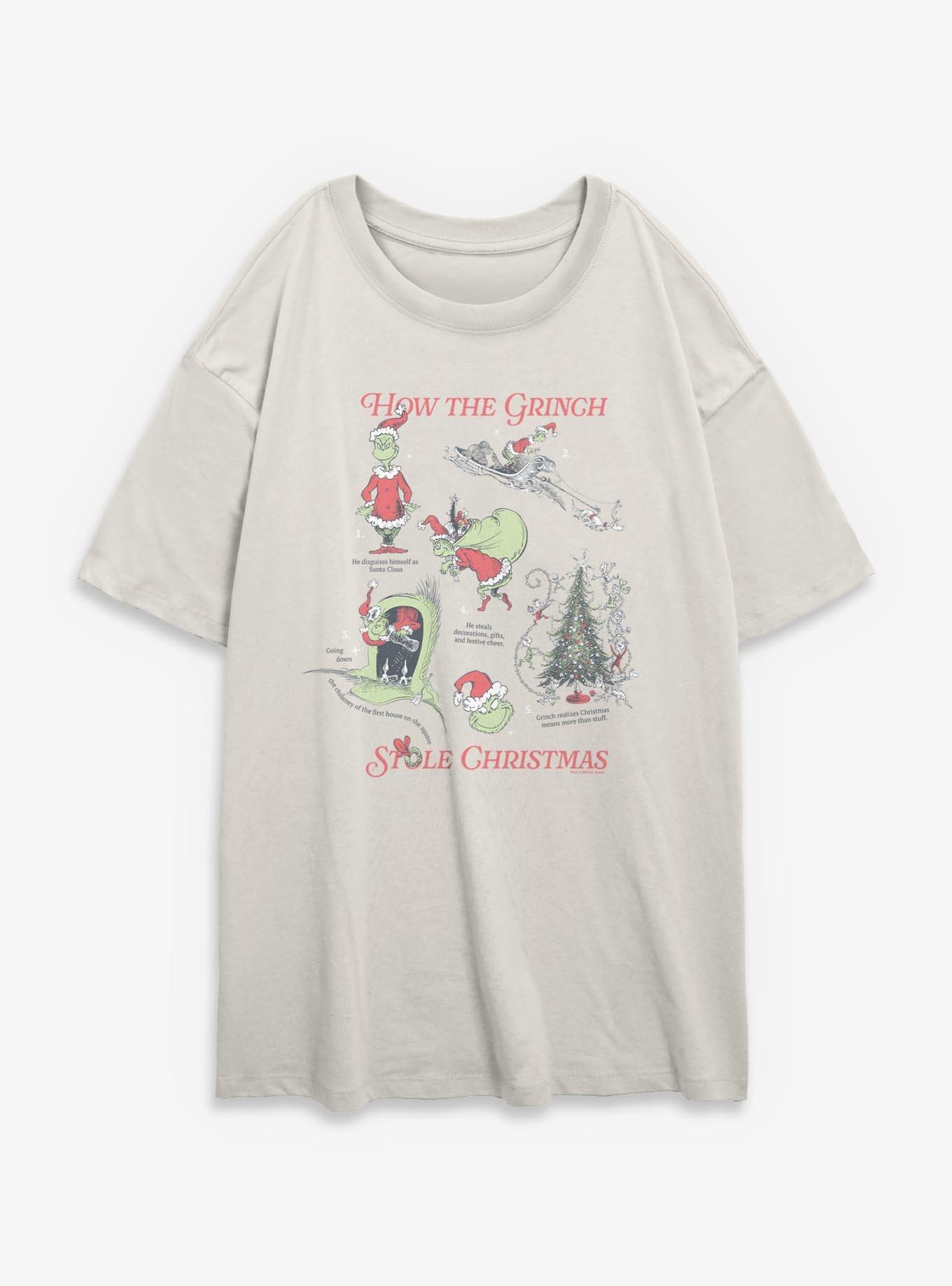 Dr. Seuss How The Grinch Stole Christmas Womens Oversized T-Shirt, , hi-res