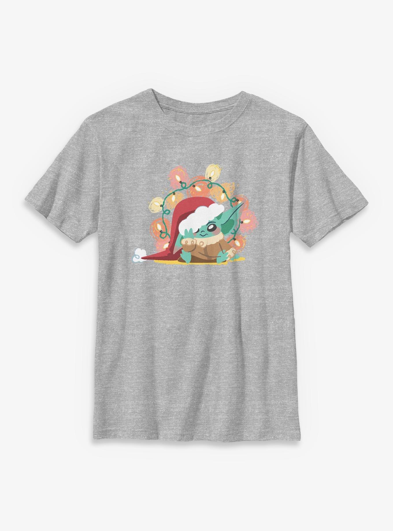 Star Wars The Mandalorian Grogu Christmas Lights Youth T-Shirt, , hi-res