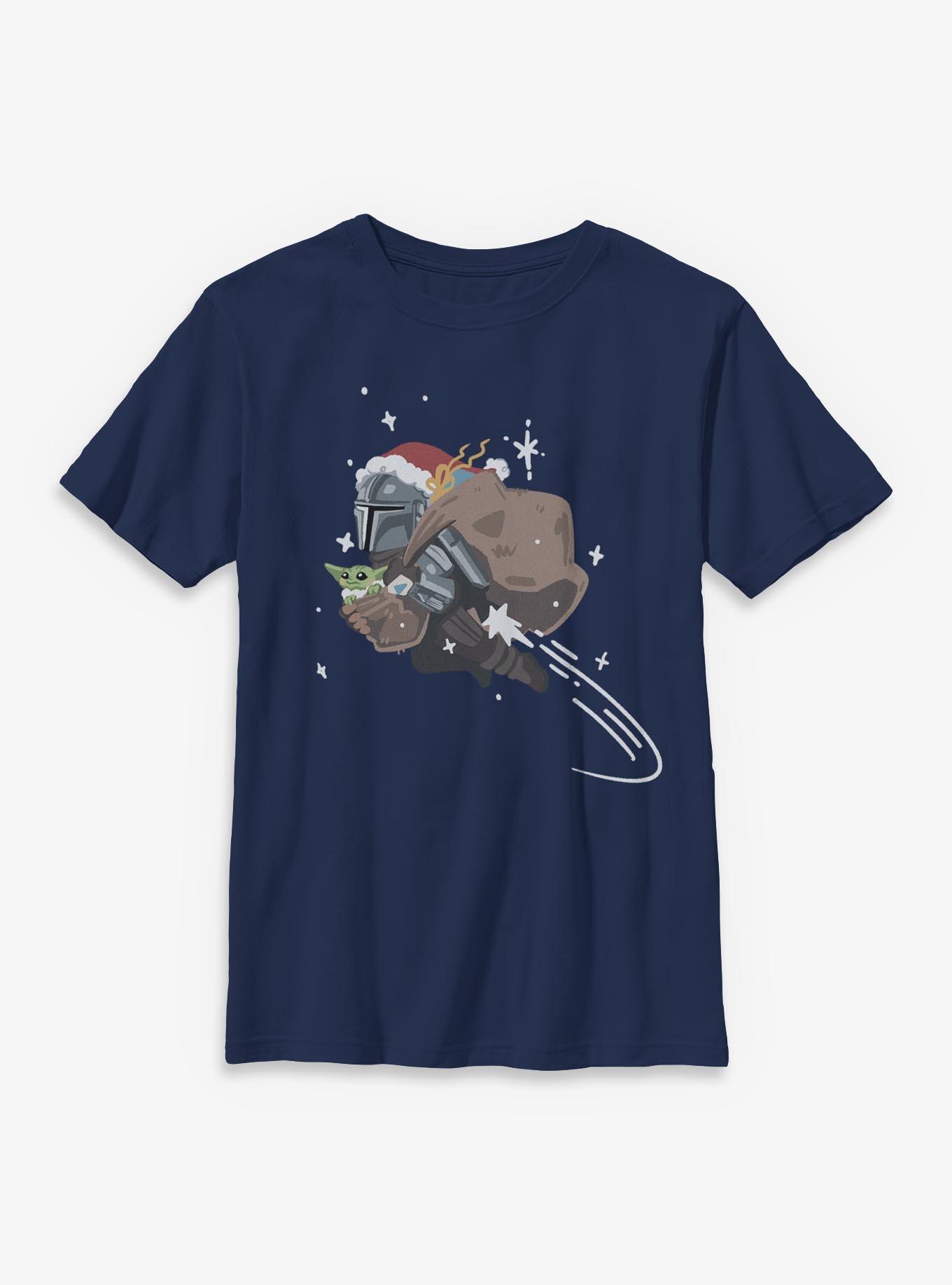 Star Wars The Mandalorian Santa Mandalorian With Grogu Youth T-Shirt, , hi-res
