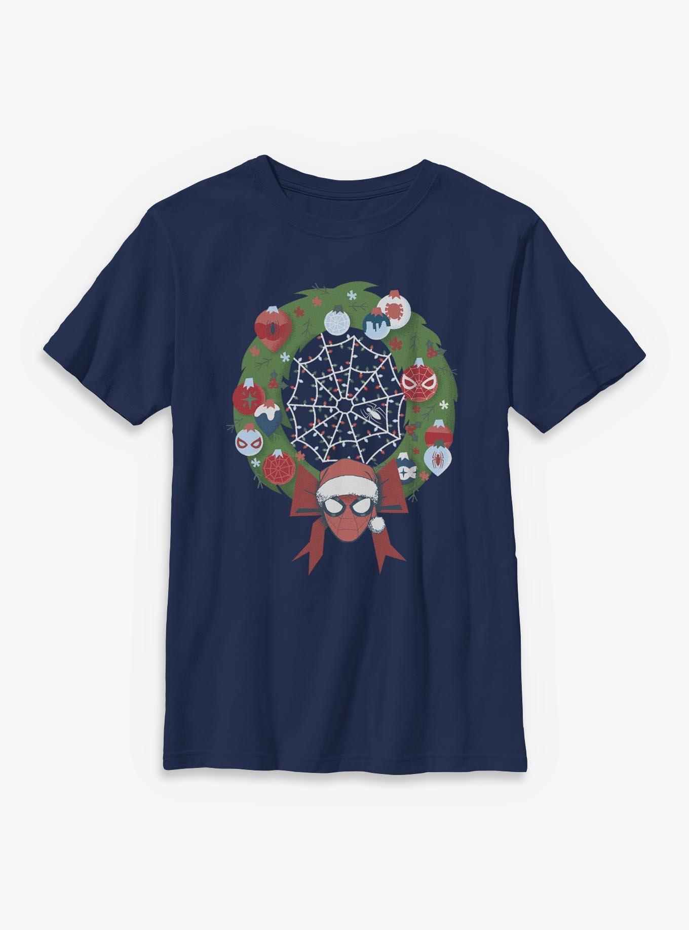 Marvel Spider-Man Christmas Wreath Youth T-Shirt, , hi-res