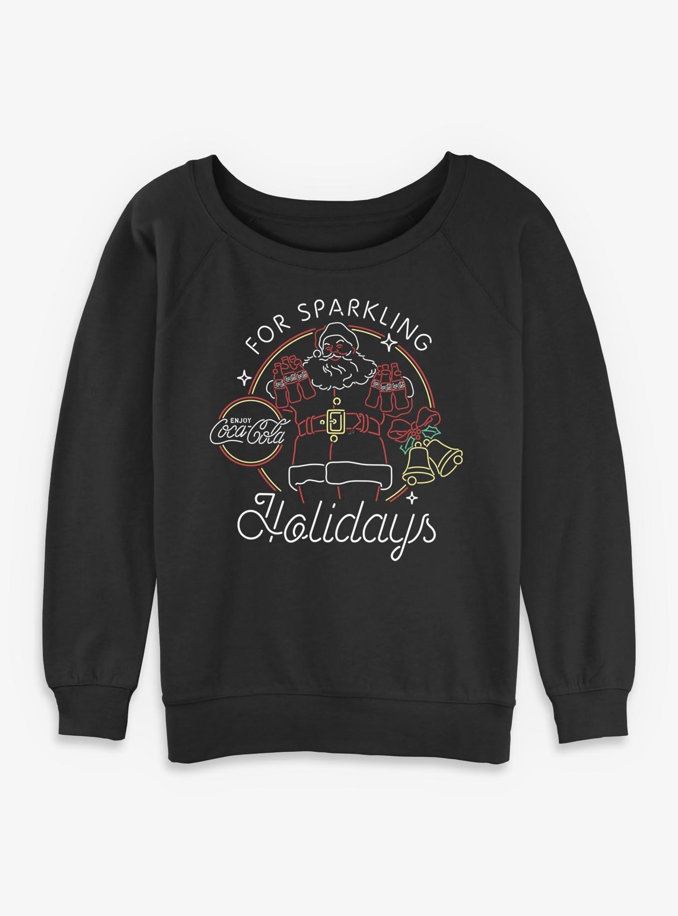 Coca-Cola For Sparkling Holidays Santa Womens Slouchy Sweatshirt, , hi-res
