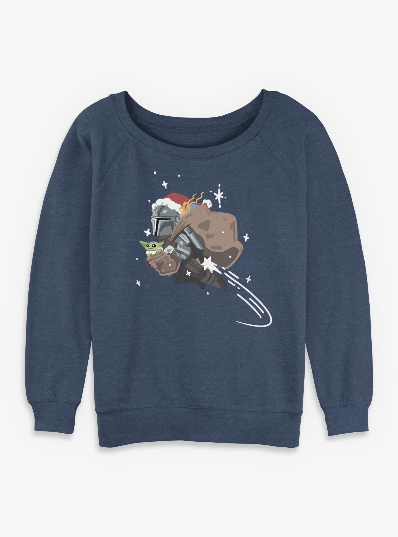 Star Wars The Mandalorian Santa Mandalorian With Grogu Womens Slouchy Sweatshirt, , hi-res
