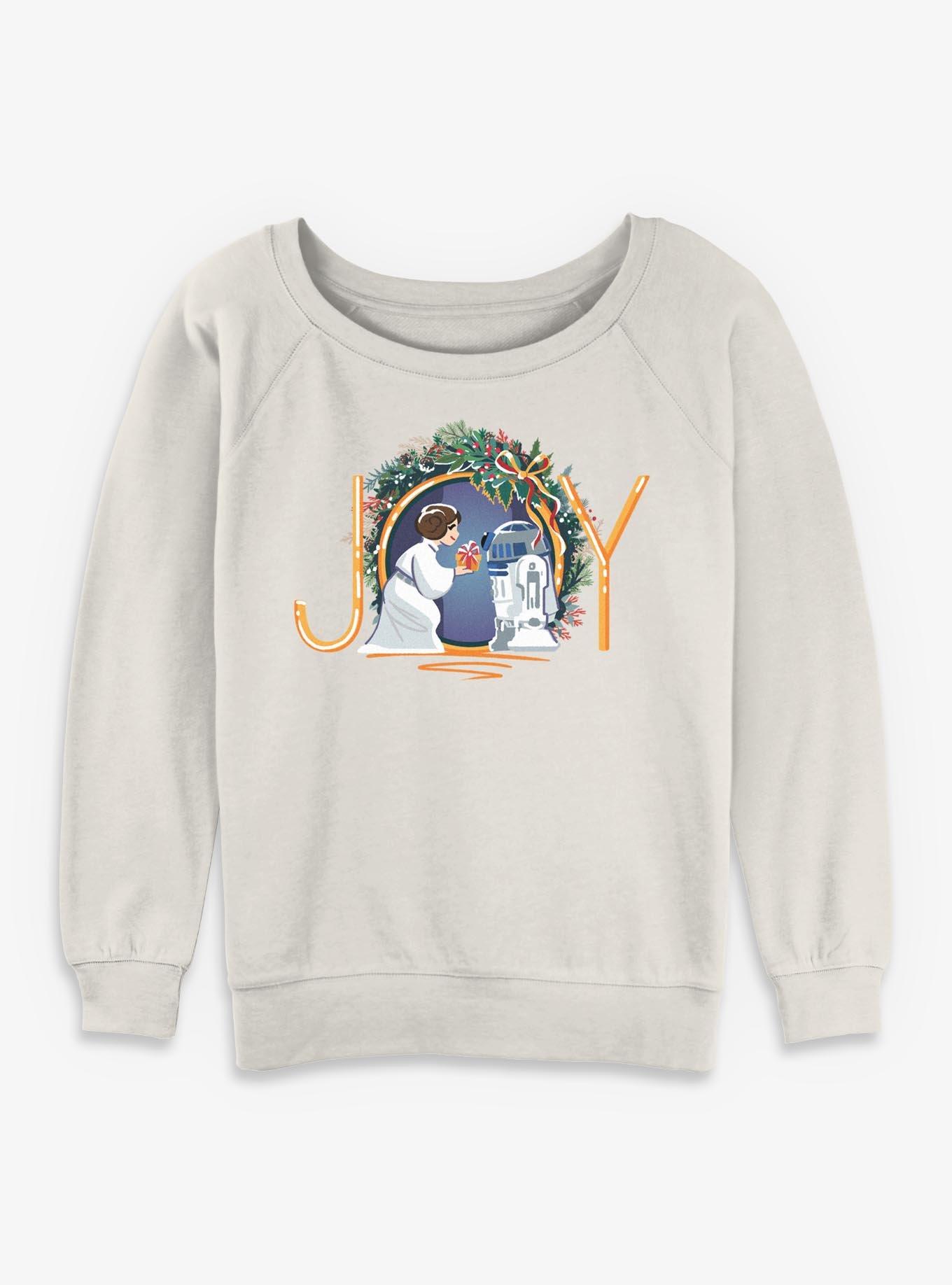 Star Wars R2D2 And Leia Joy Womens Slouchy Sweatshirt, EGRET, hi-res